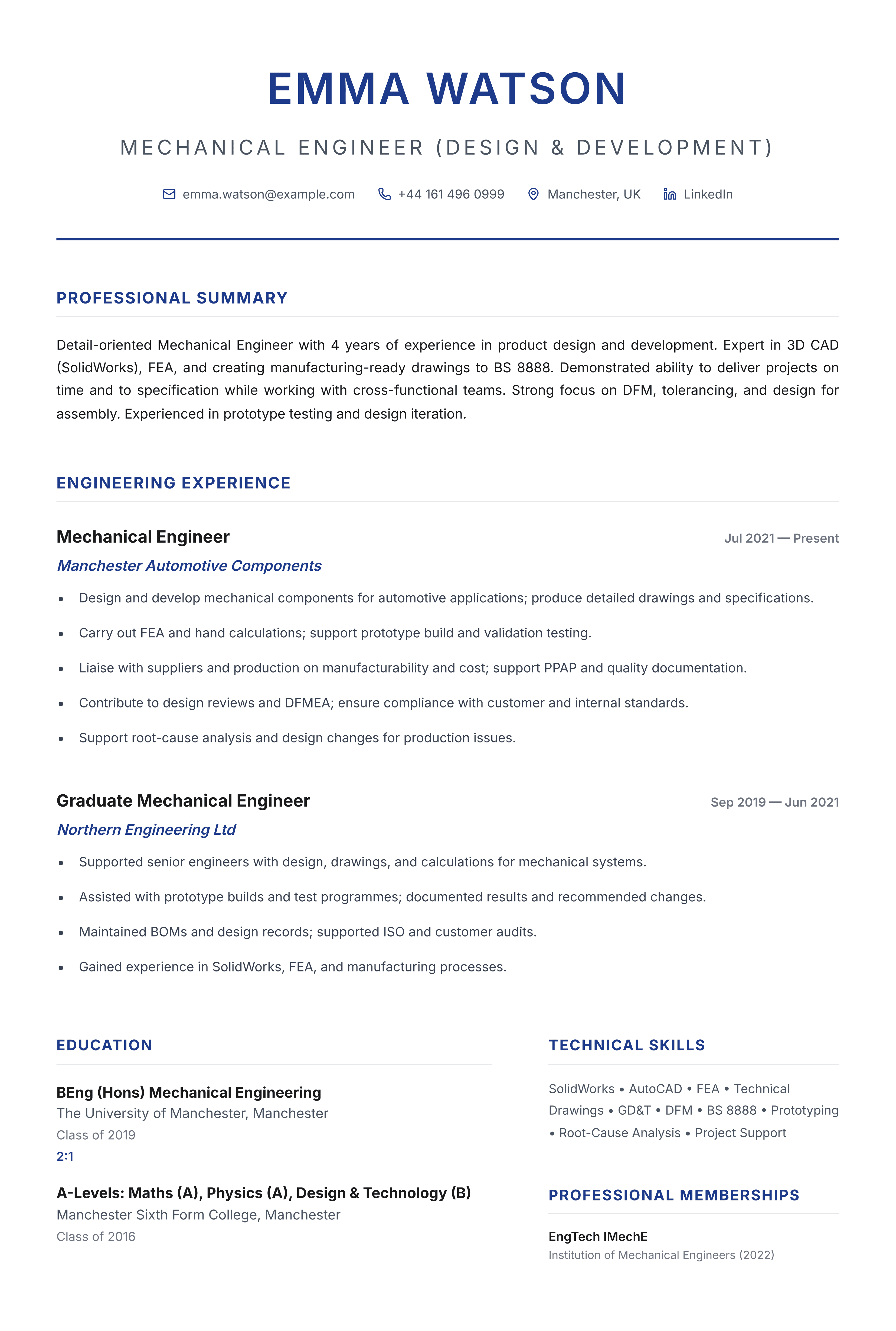 Mech Eng (Design & Development) template
