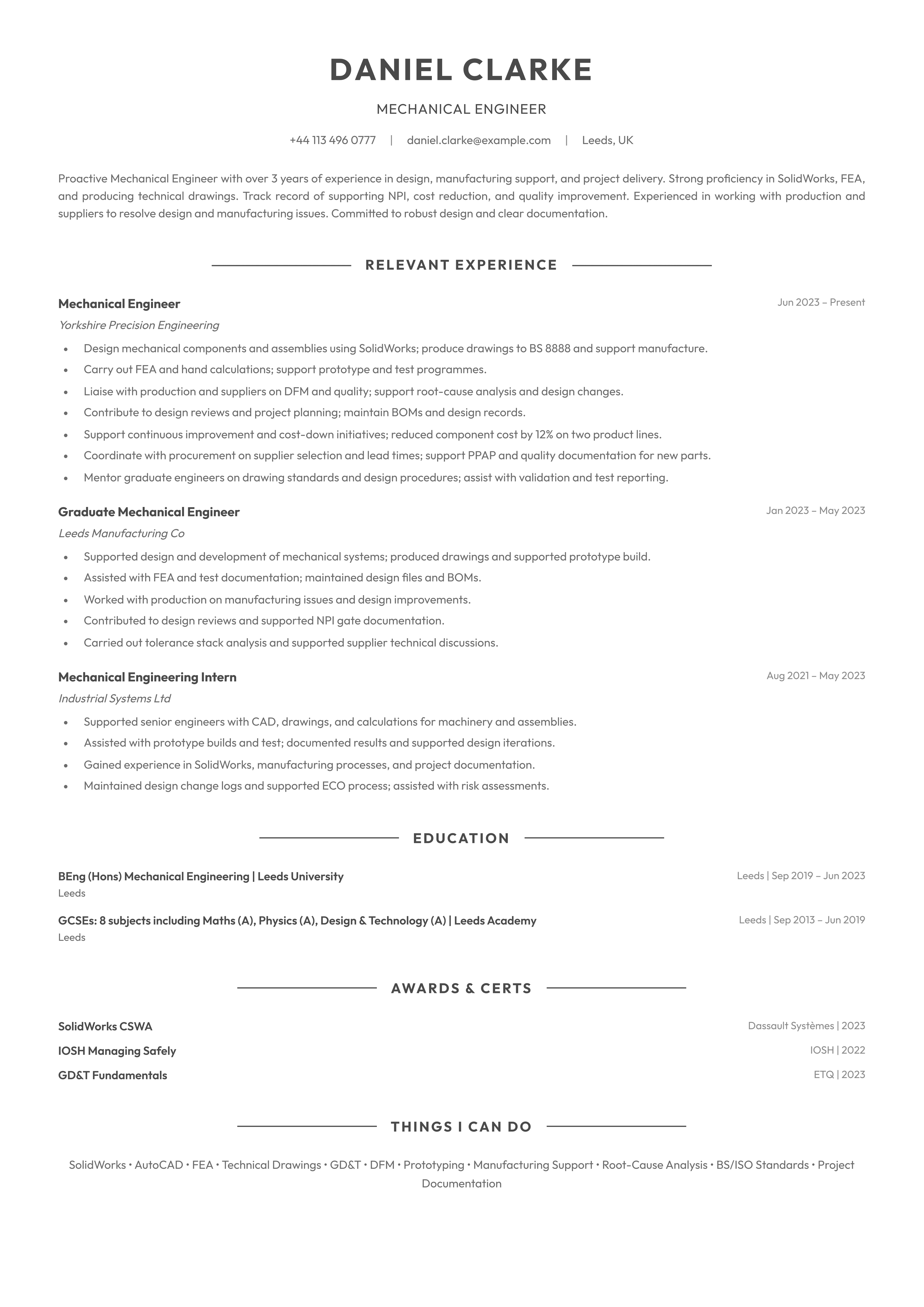 Mechanical Engineer (Modern) template