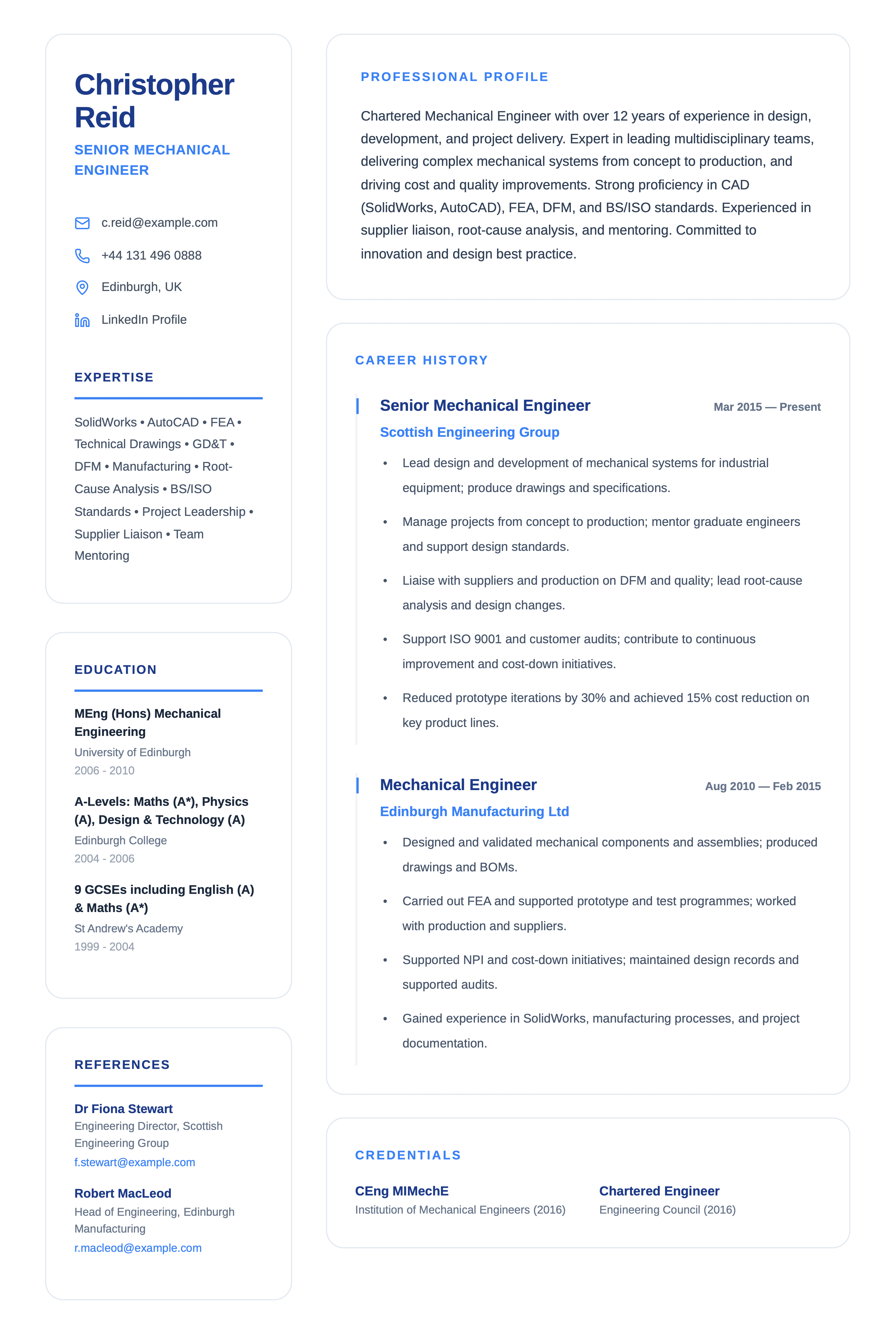 mechanical engineer cv template