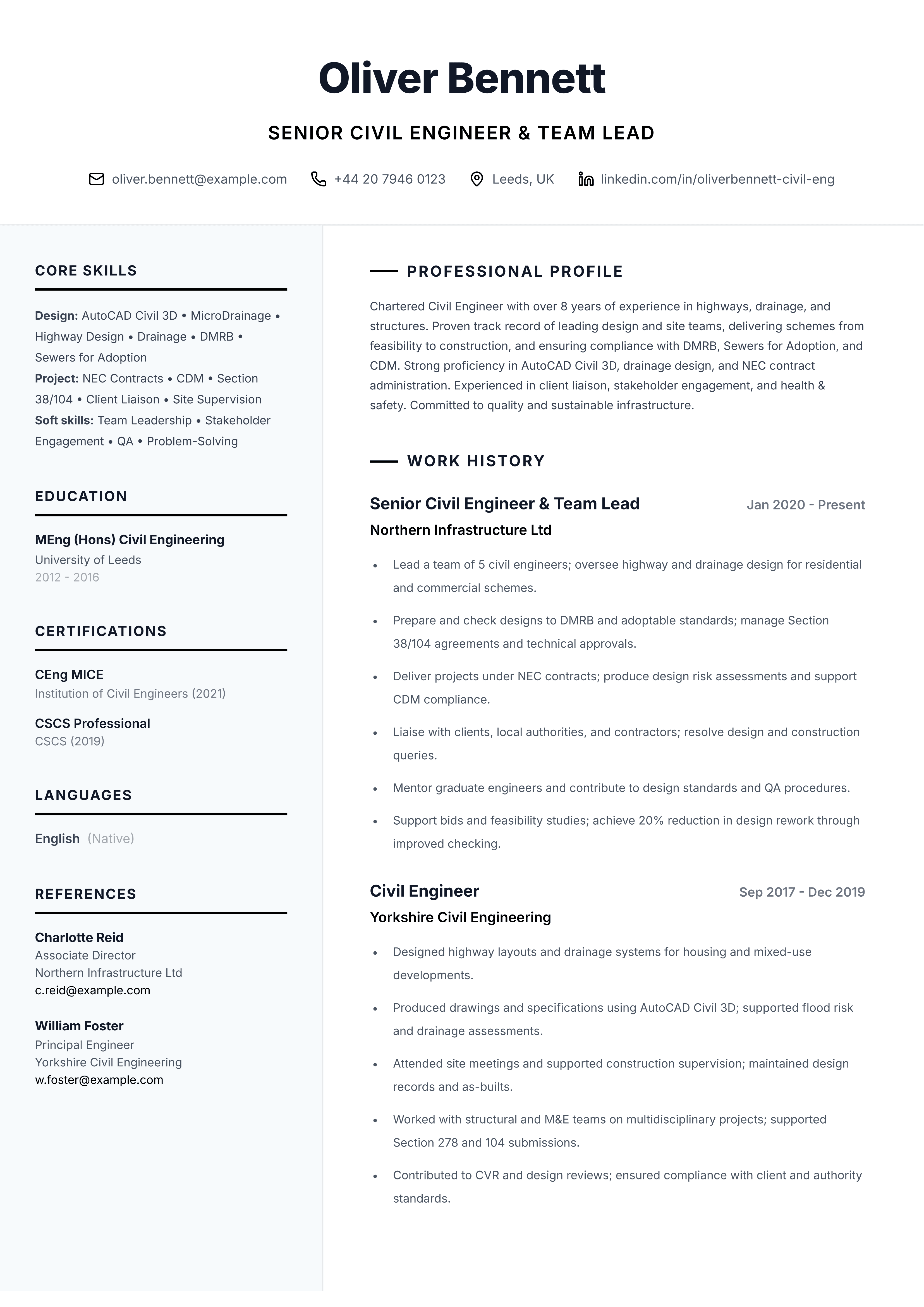 Senior Civil Pro template