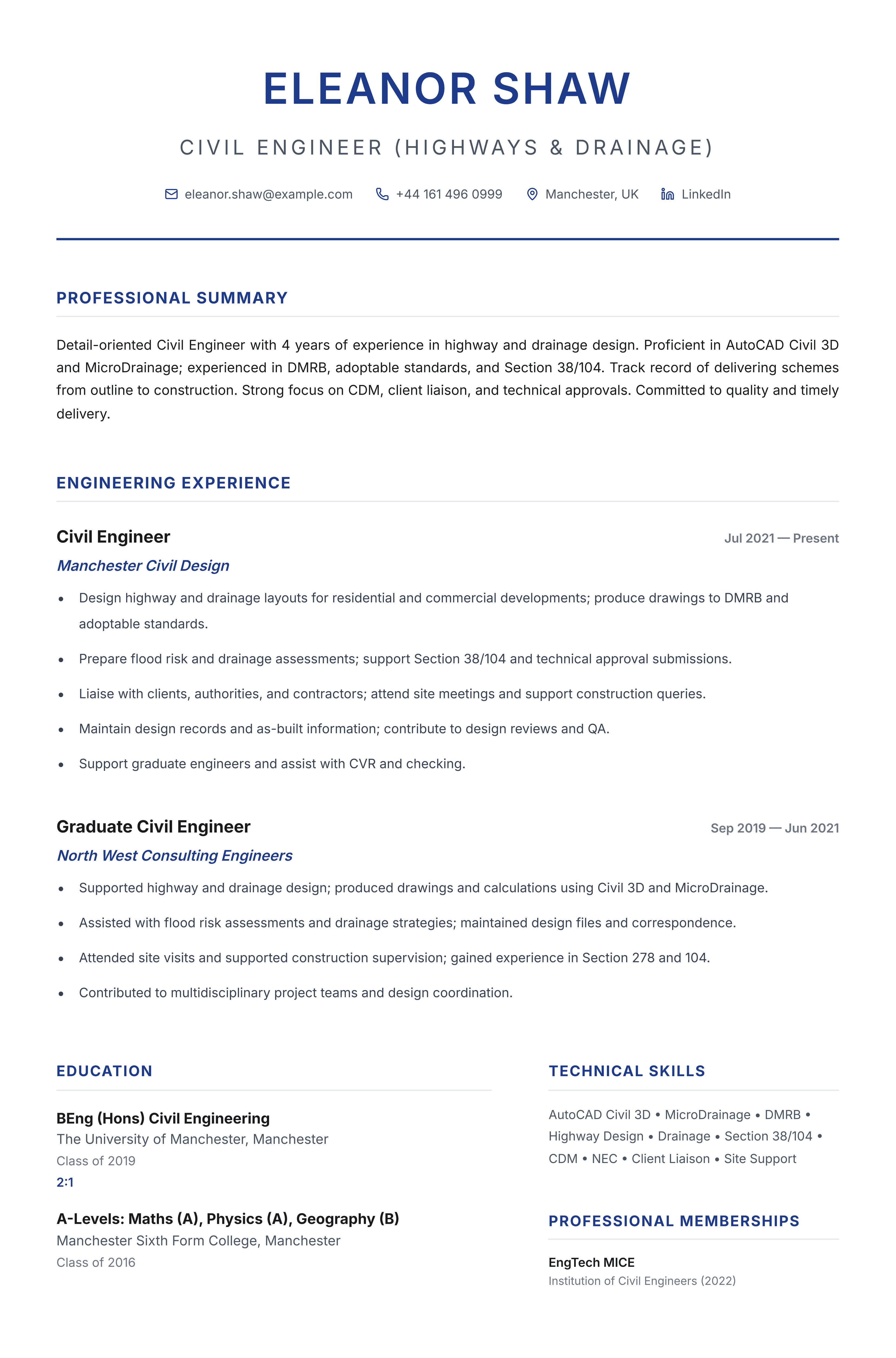Civil Eng (Highways & Drainage) template