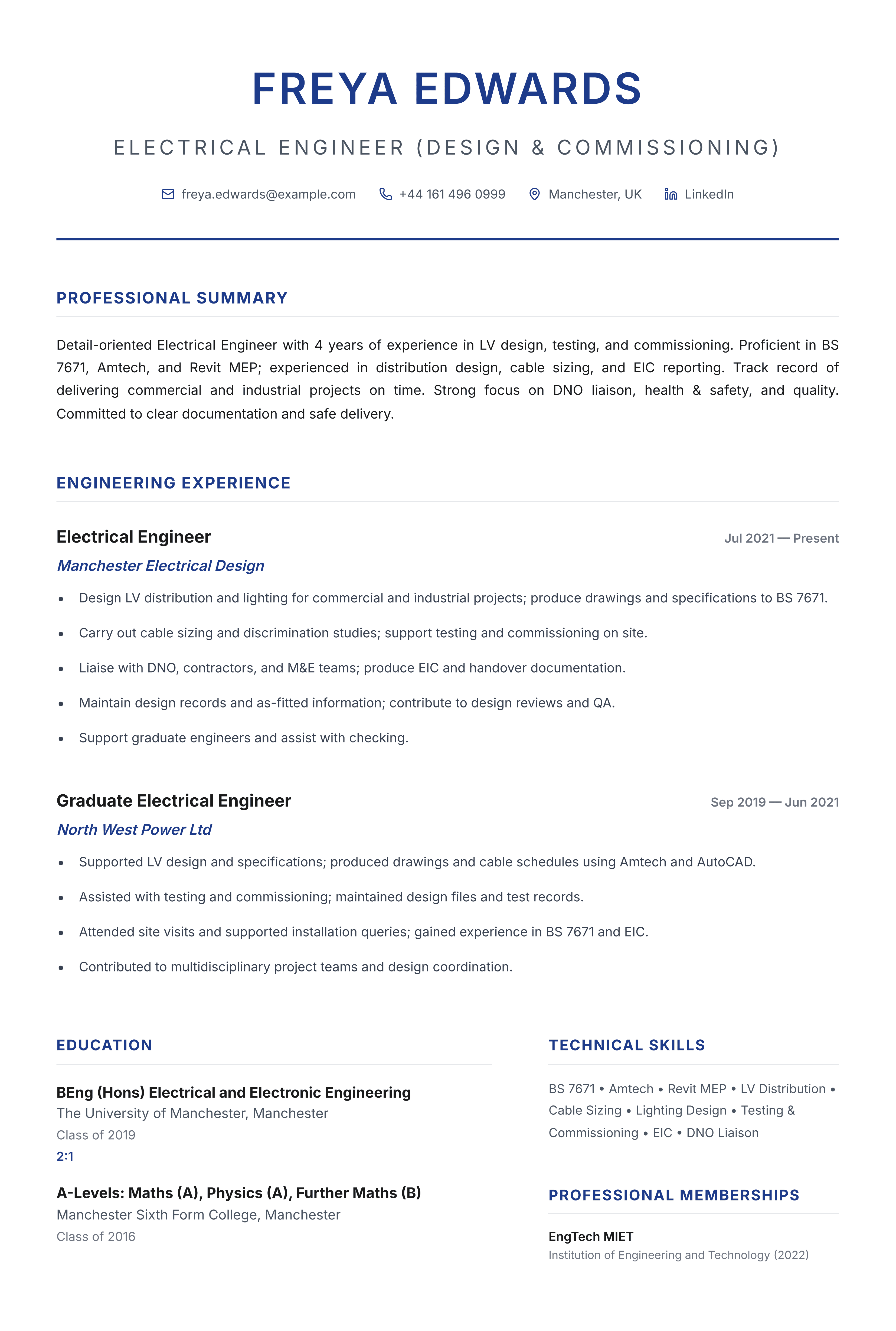 Electrical Eng (Design & Commissioning) template