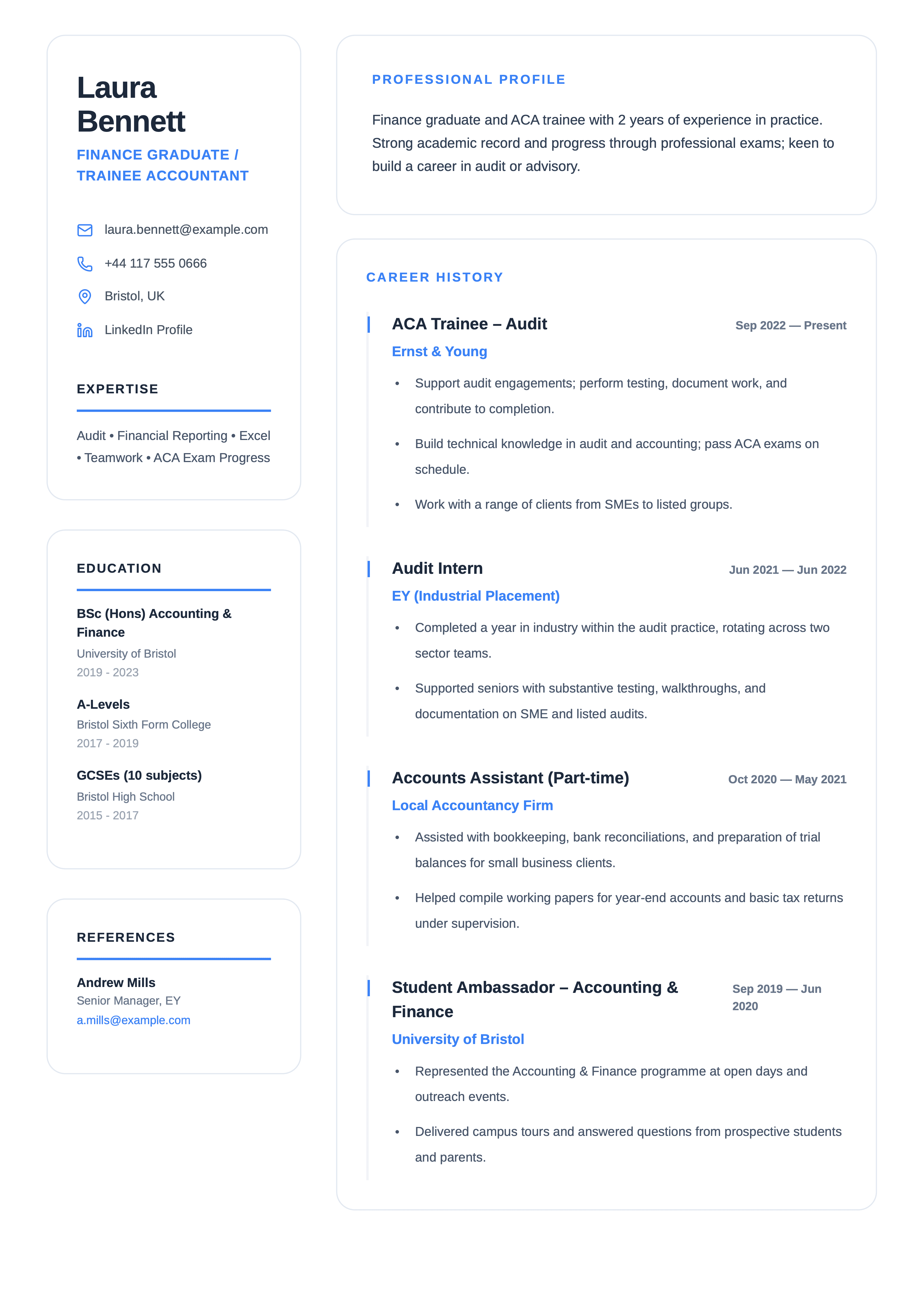 finance graduate cv template