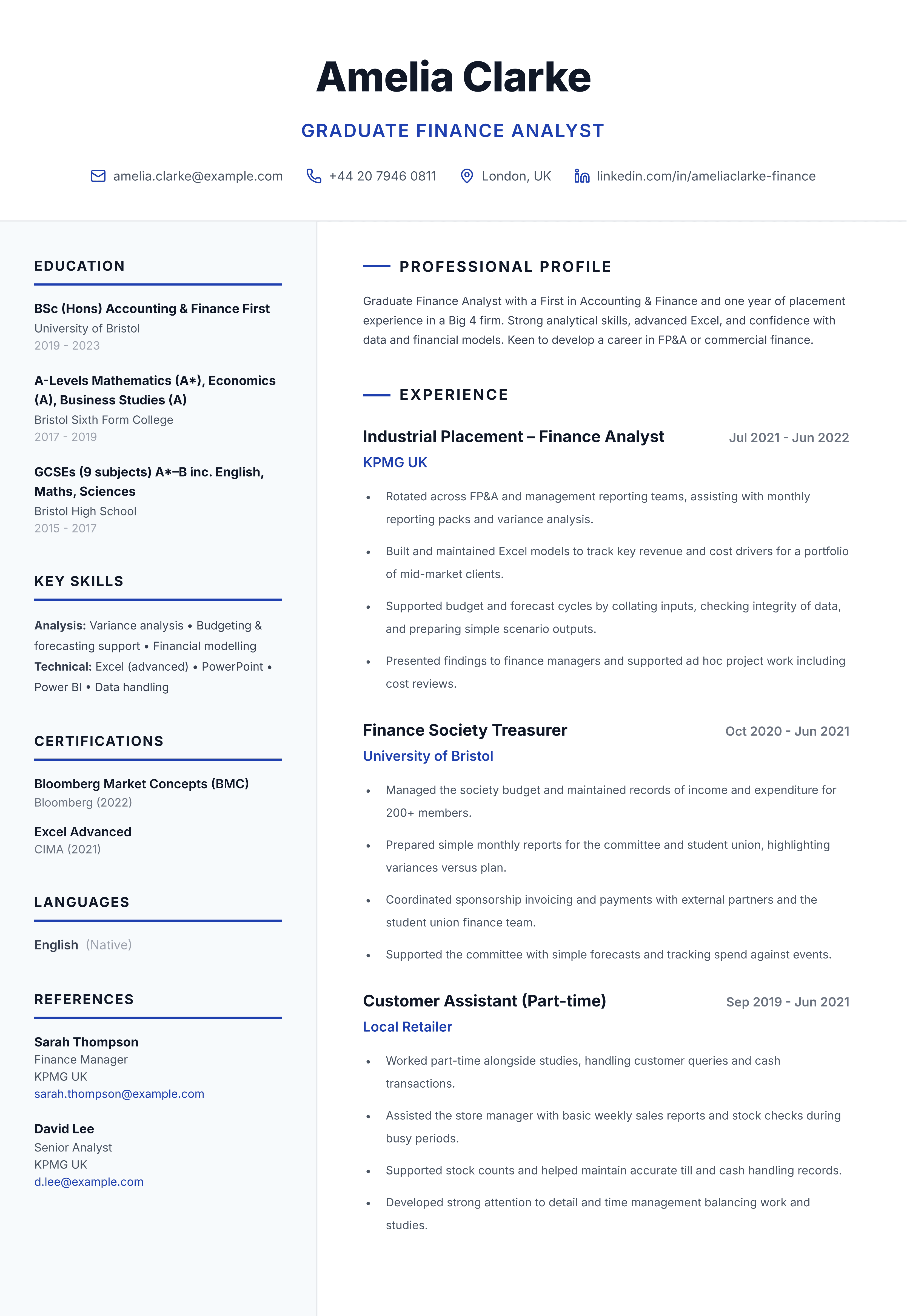 Graduate CV template - Graduate Starter