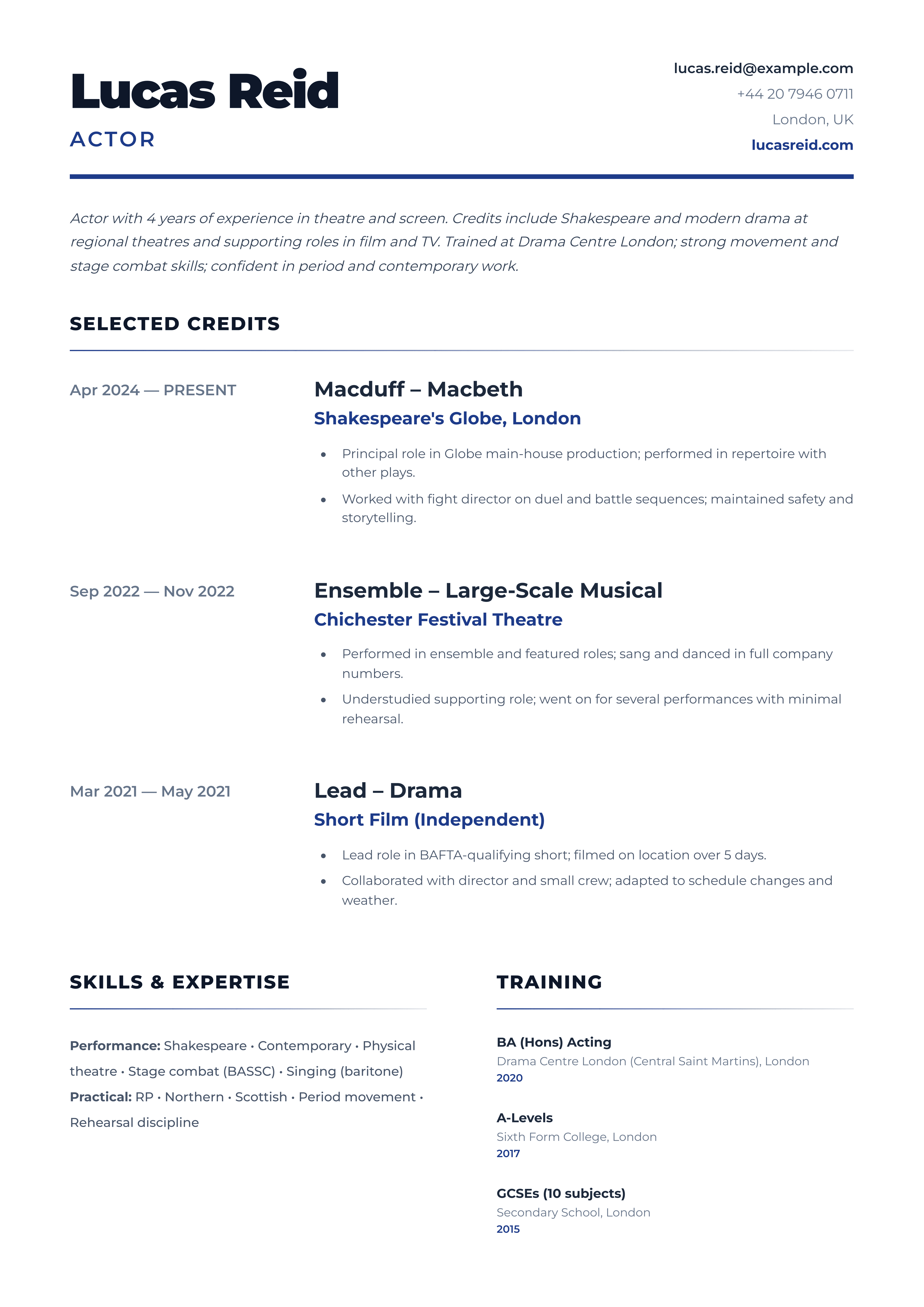 classical and musical theatre cv template