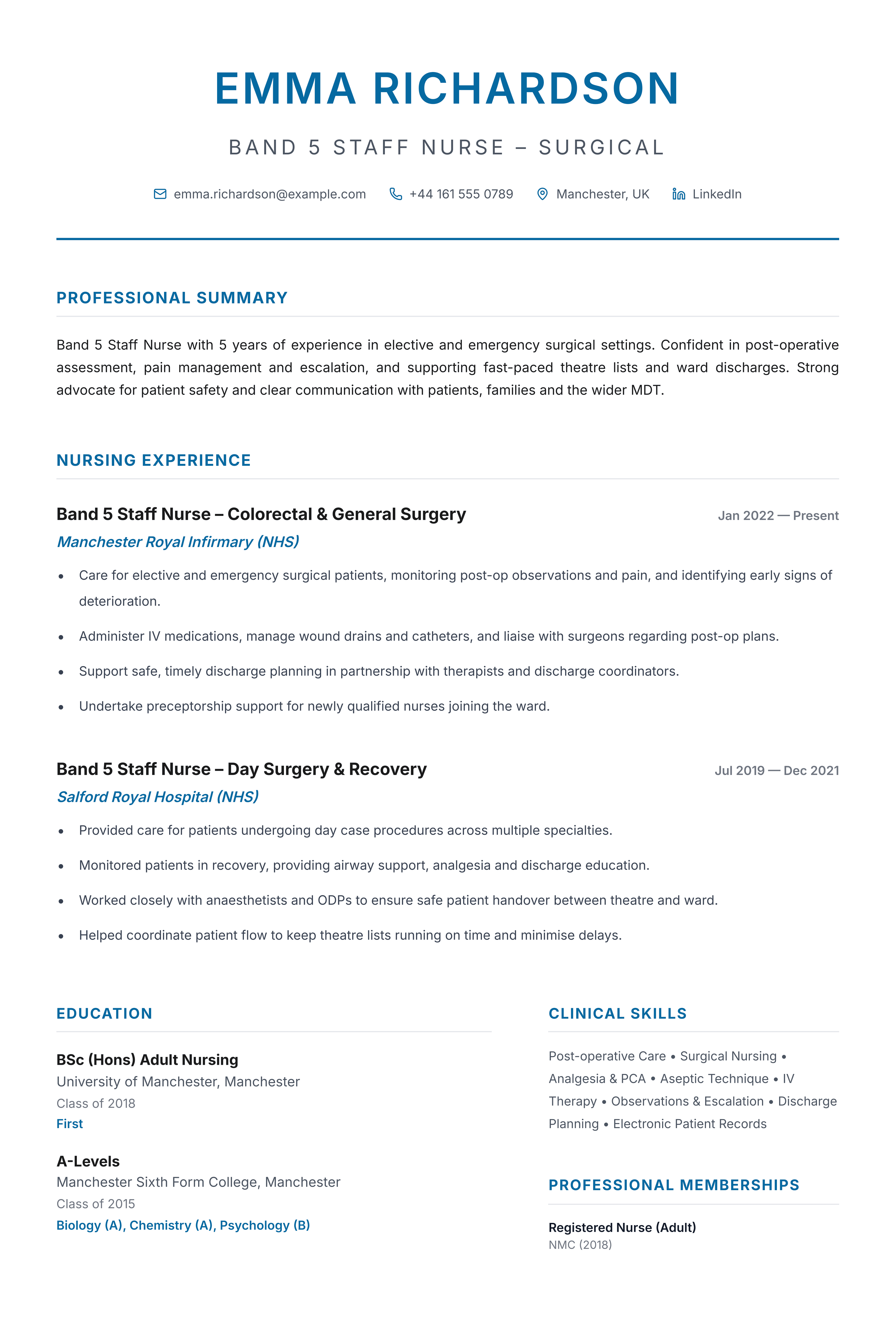Surgical nurse CV template