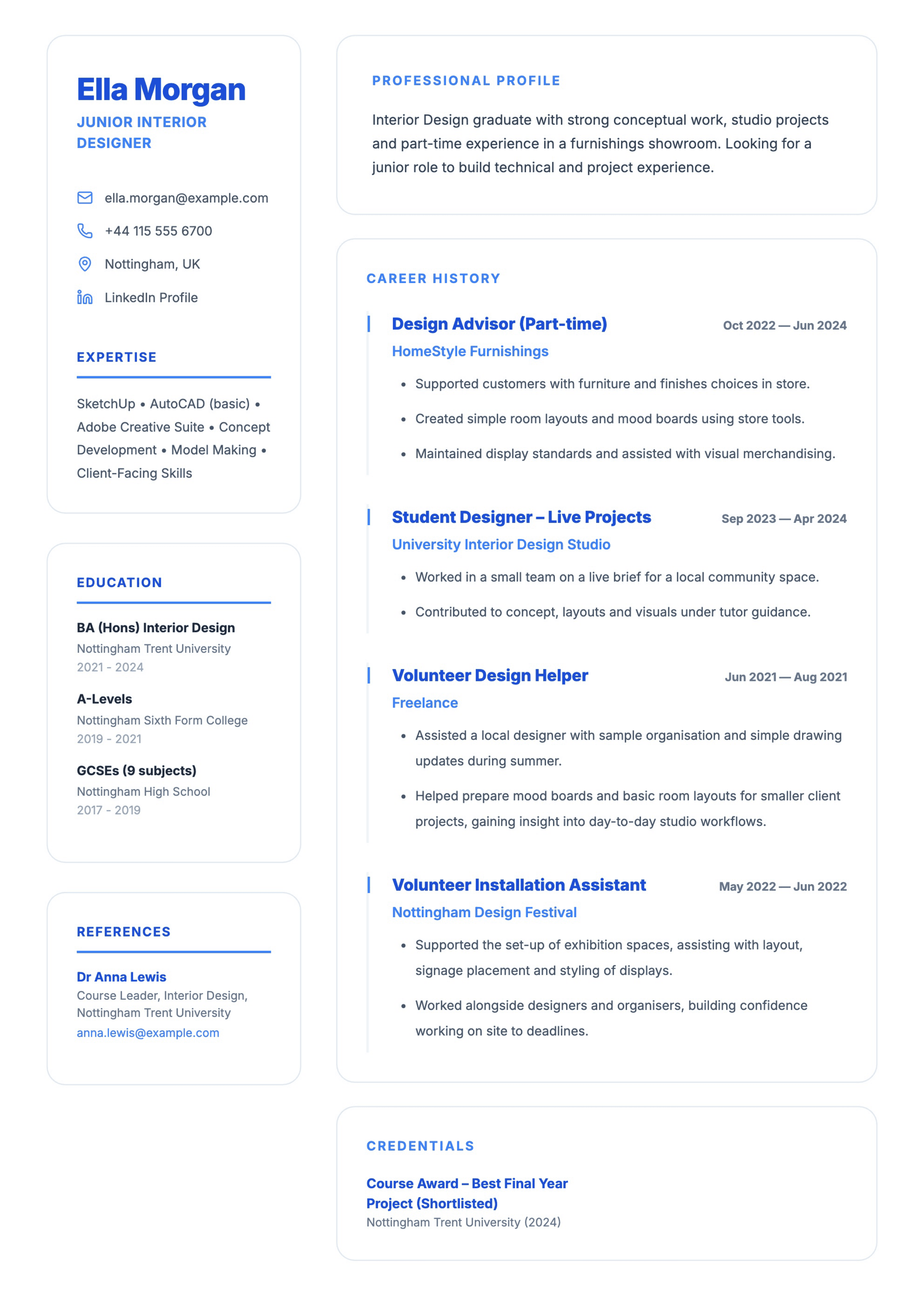 interior design cv template junior interior designer cv