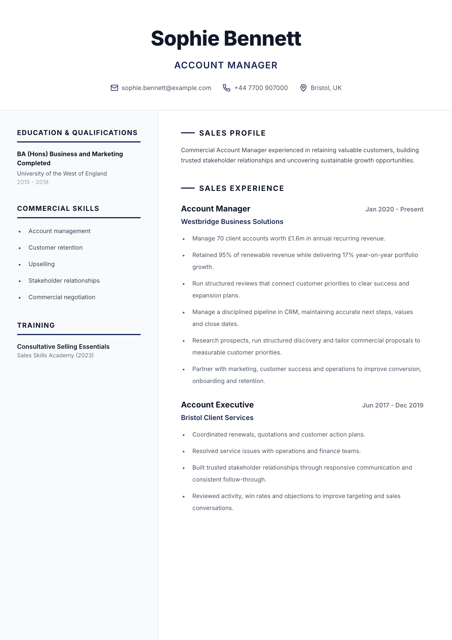 Account manager CV