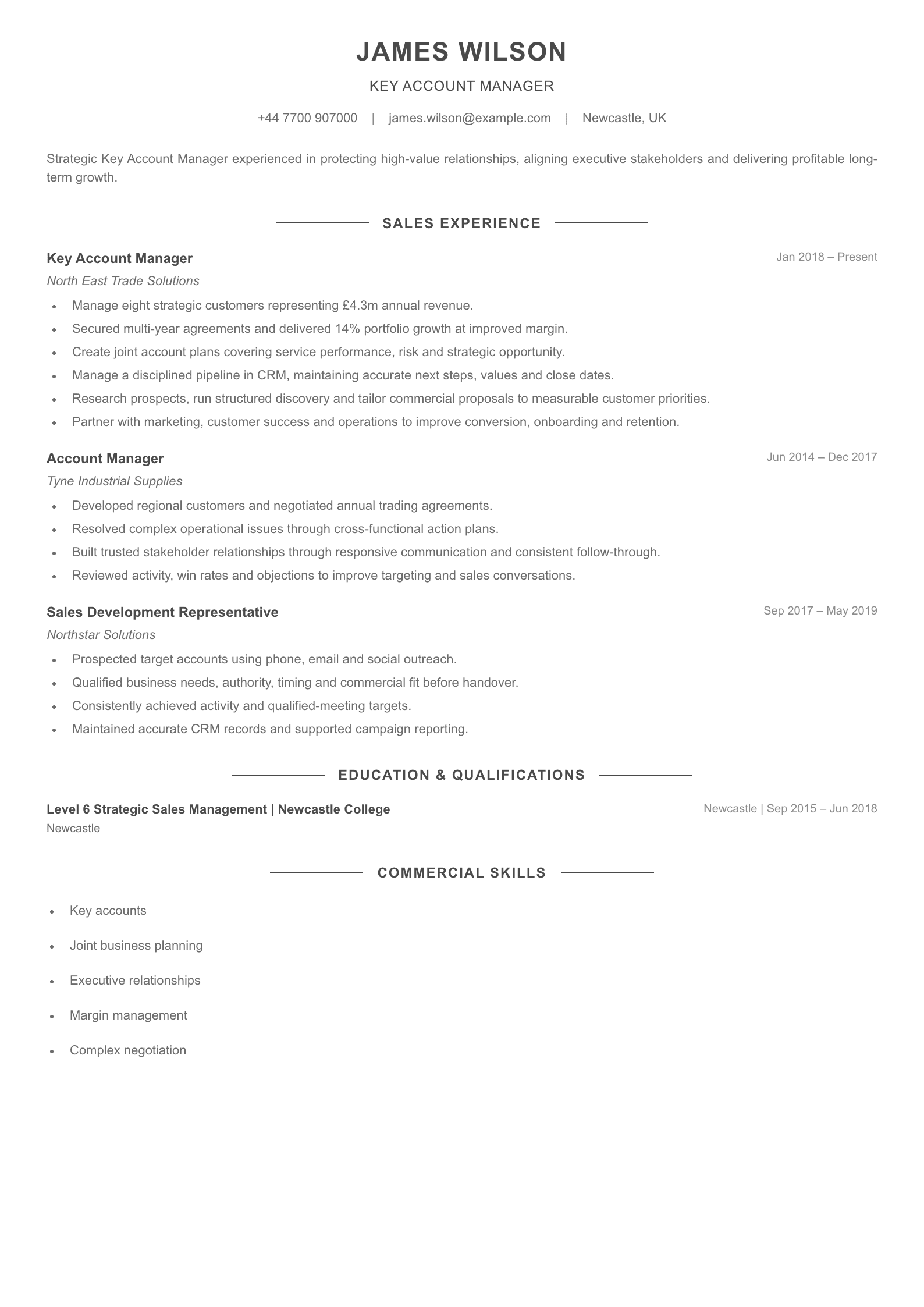 Key Account Manager CV template