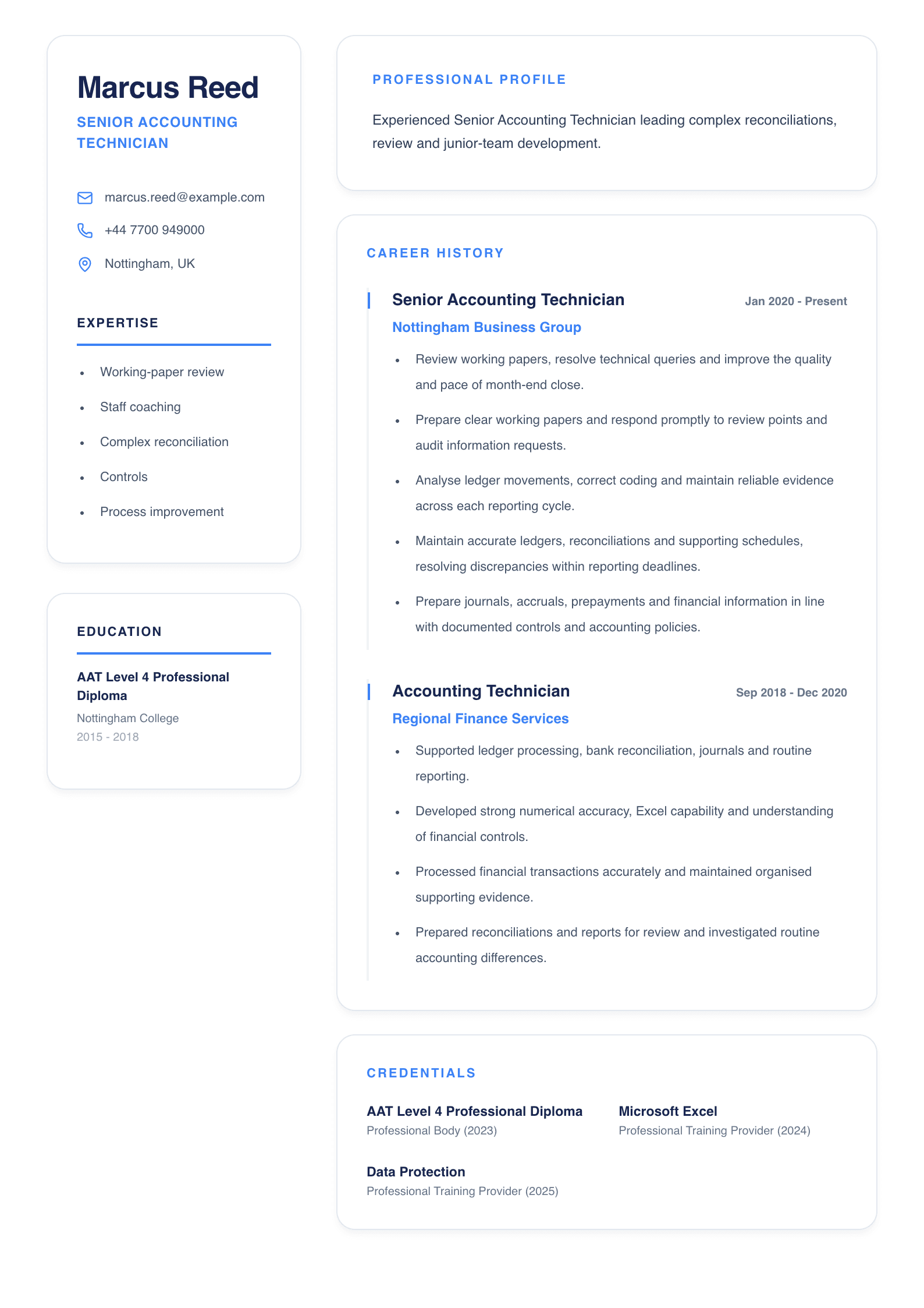 Senior Accounting Technician CV template