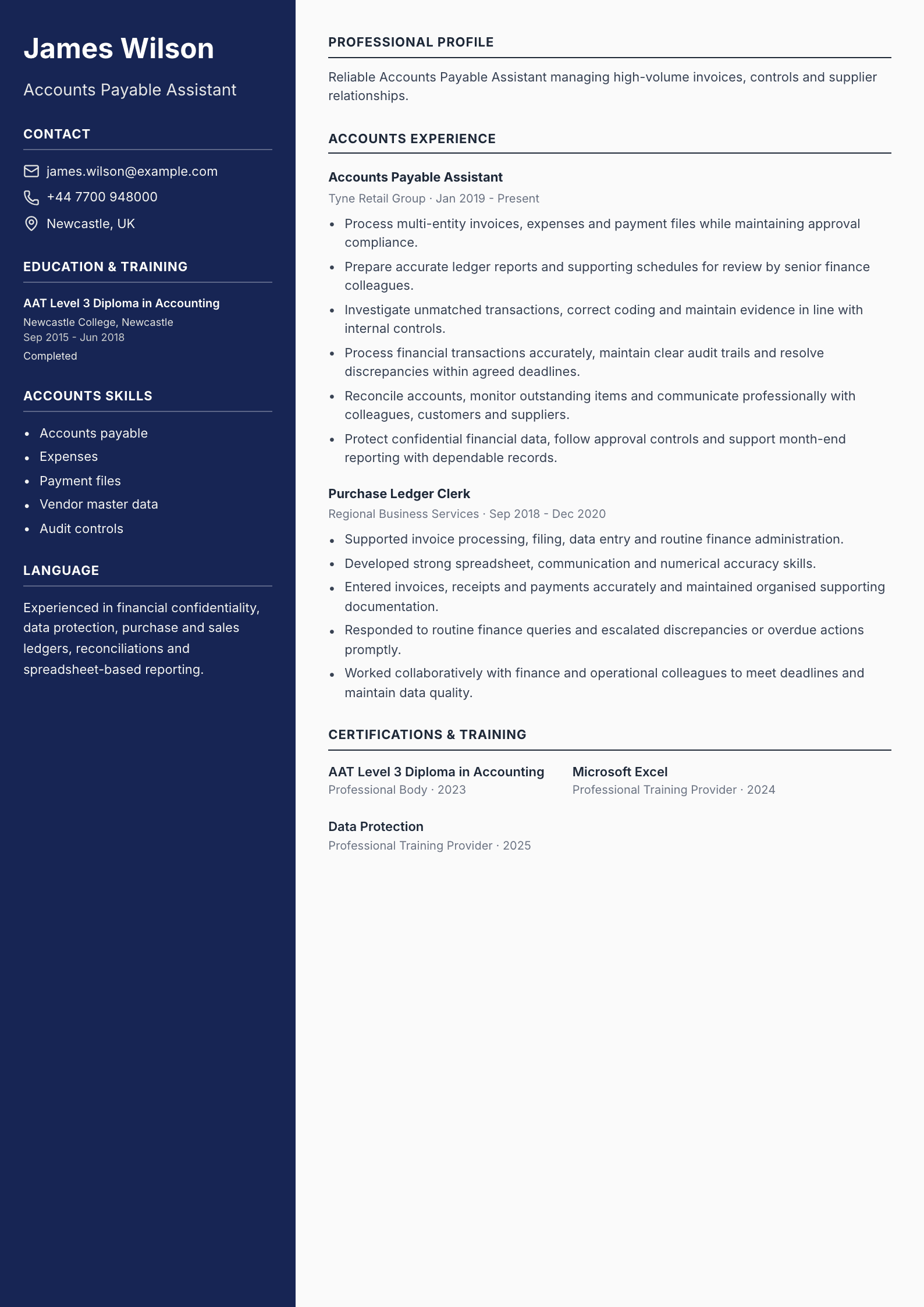 Accounts Payable Assistant CV template