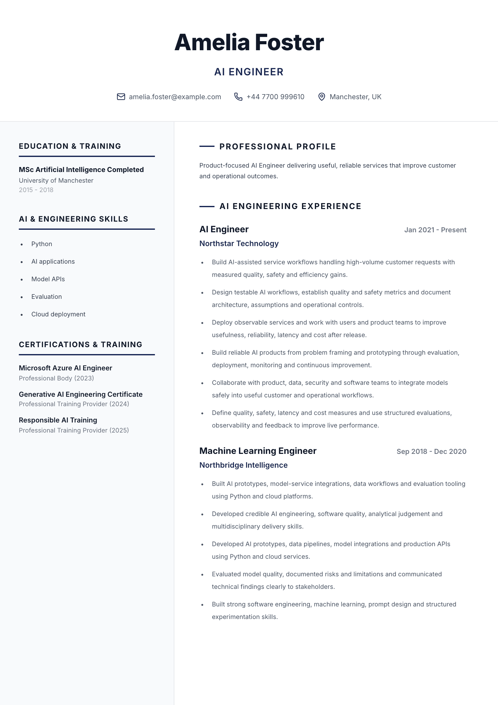 AI engineer CV