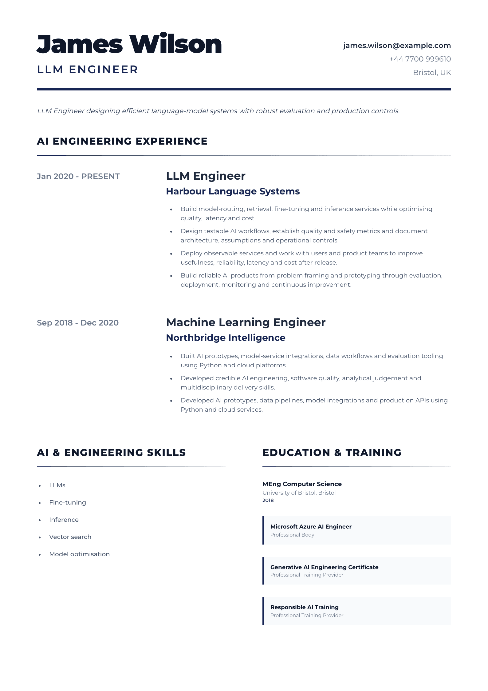 LLM Engineer CV template