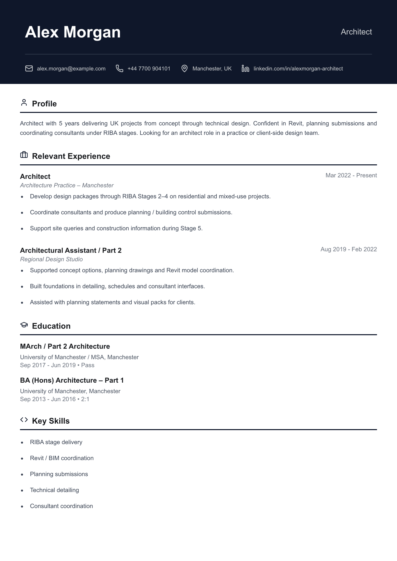 Architect CV template