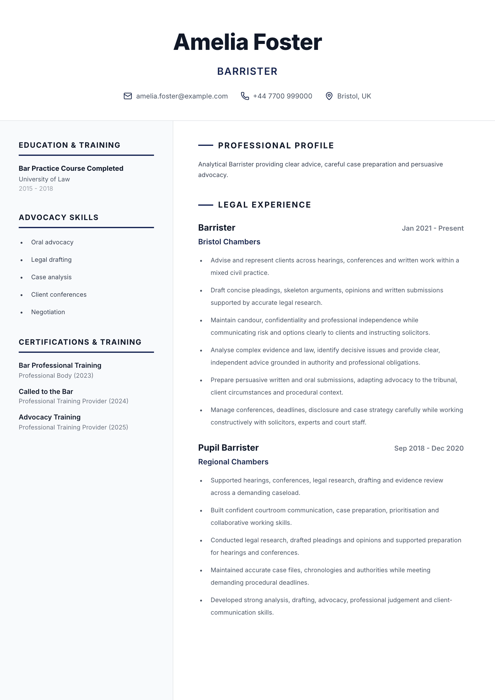 Barrister CV