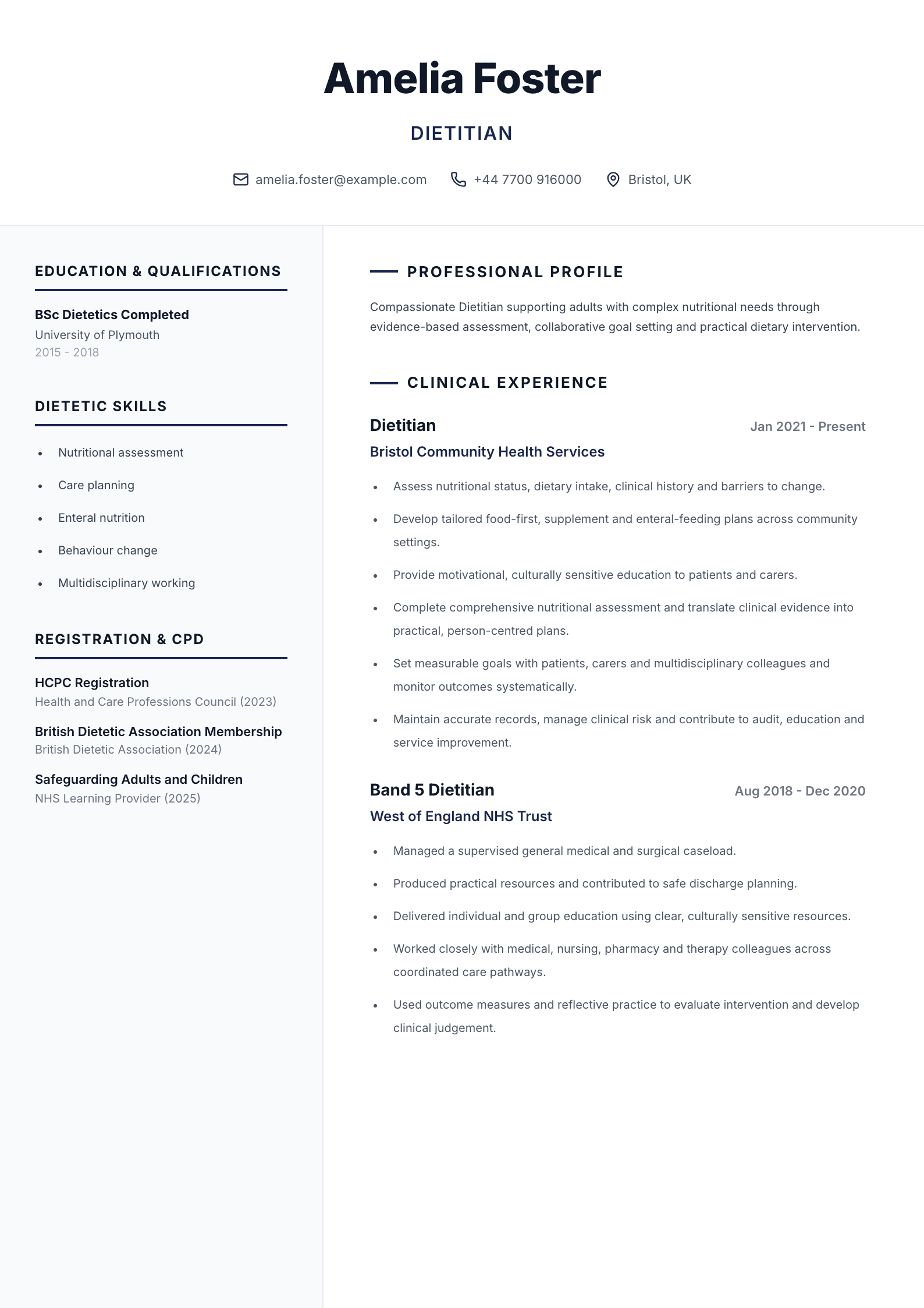 Dietitian CV