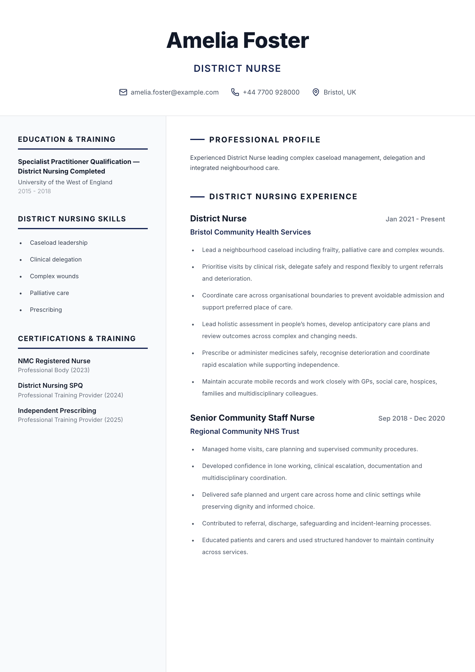 District nurse CV