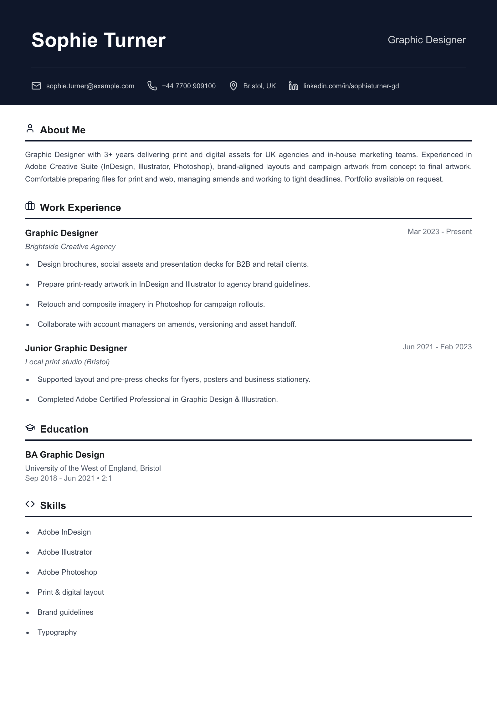 Graphic designer CV template