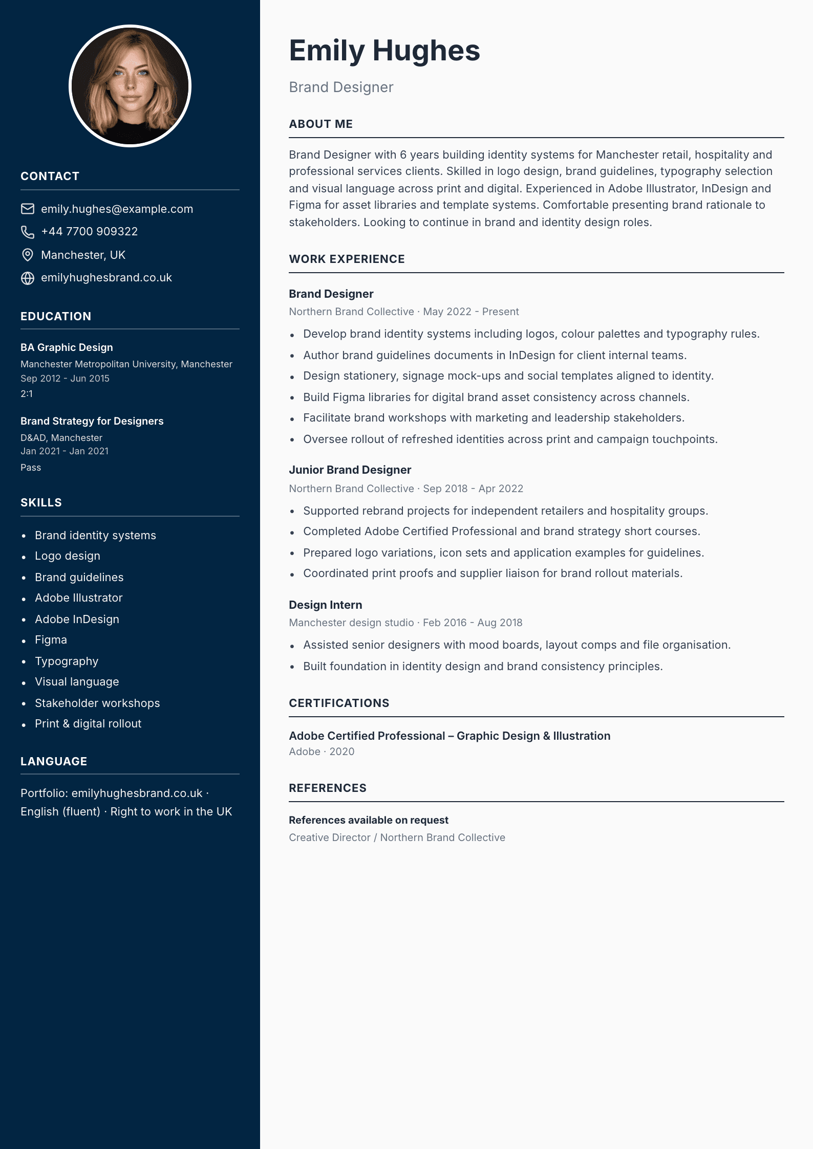 Brand designer CV template