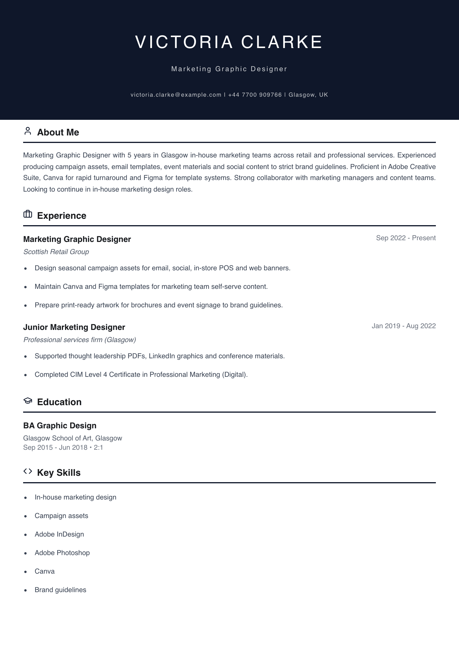 marketing graphic designer cv template