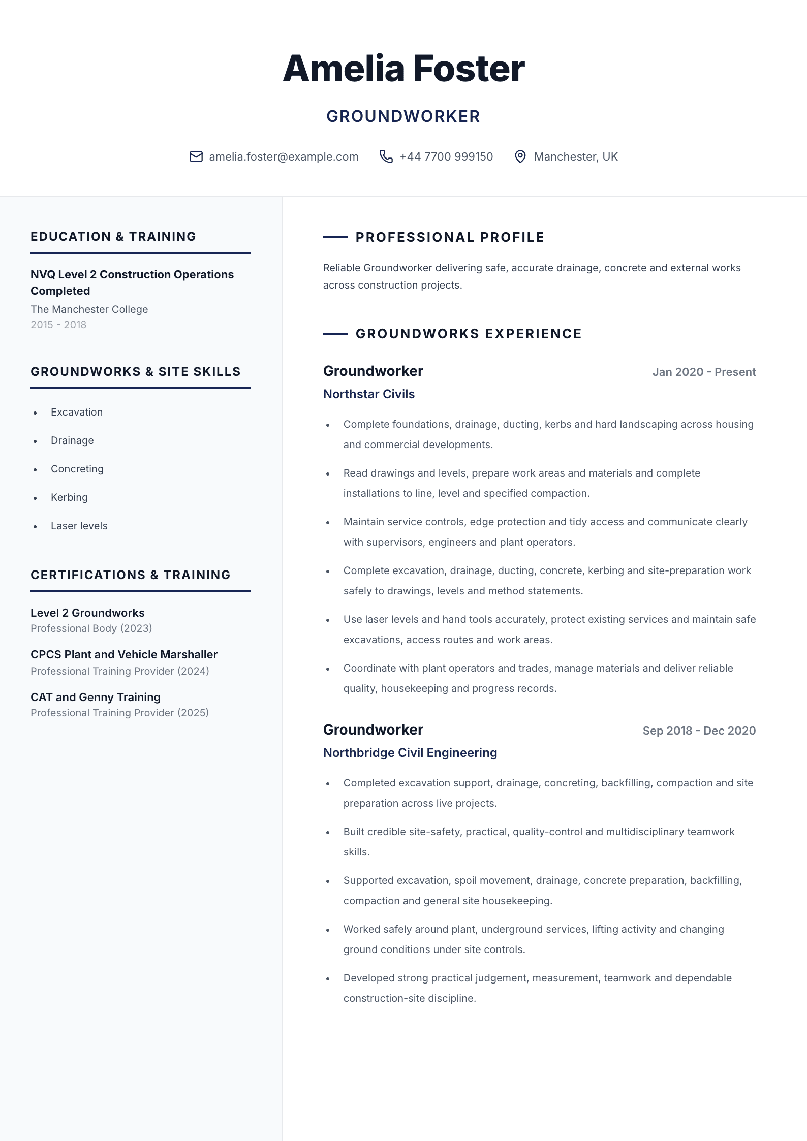 Groundworker CV