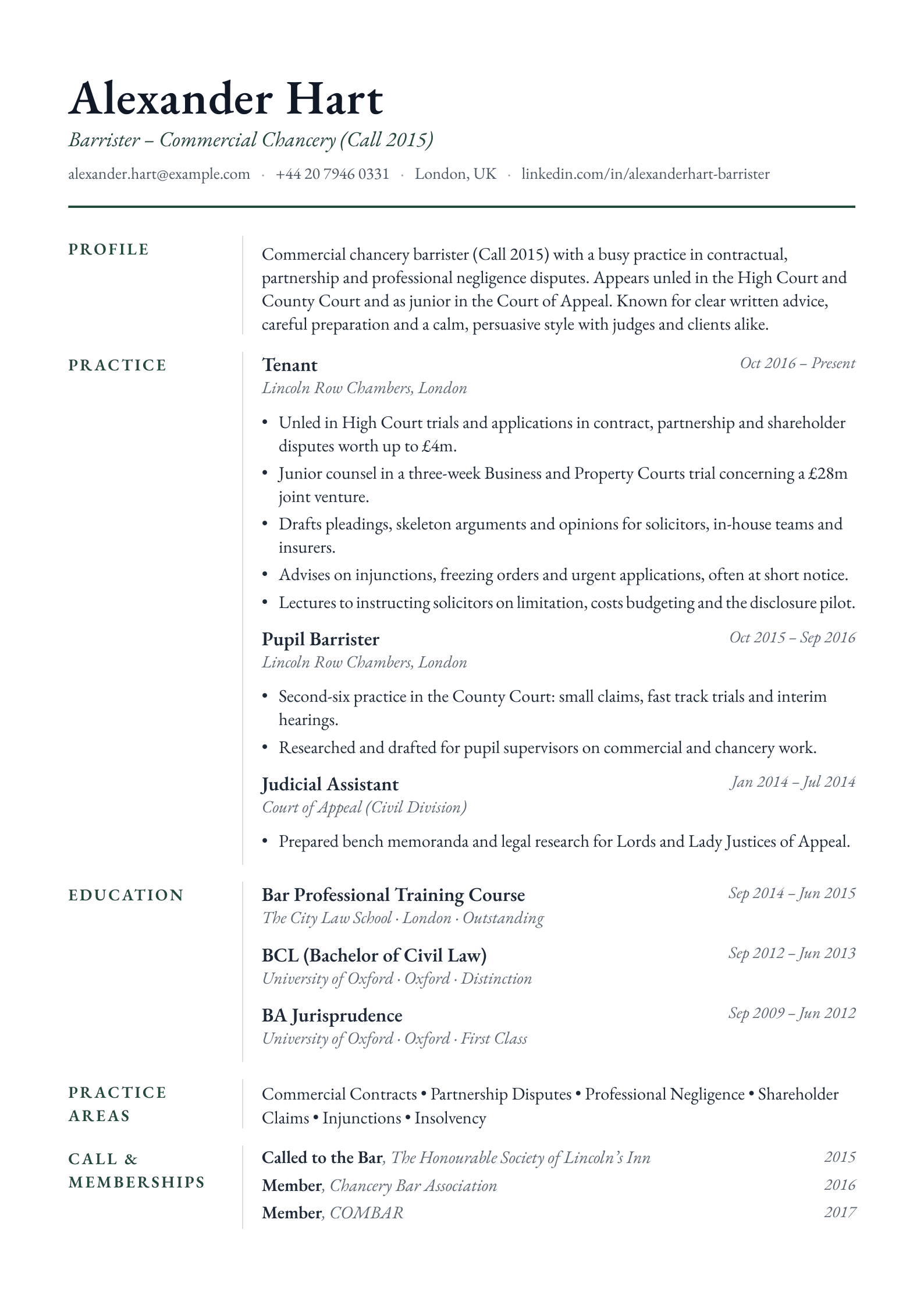 free legal cv template barrister