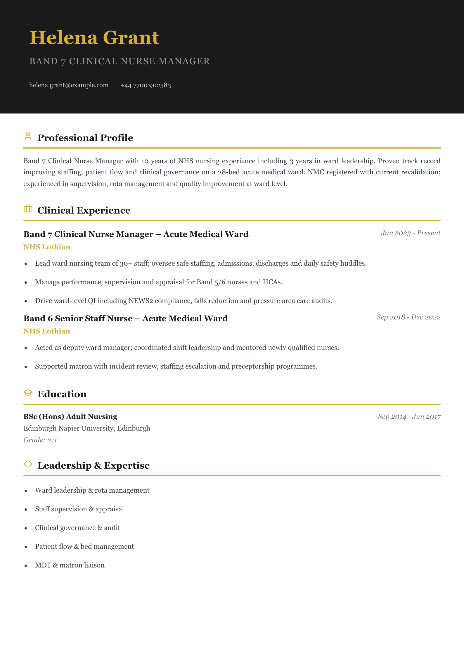 clinical nurse manager cv template