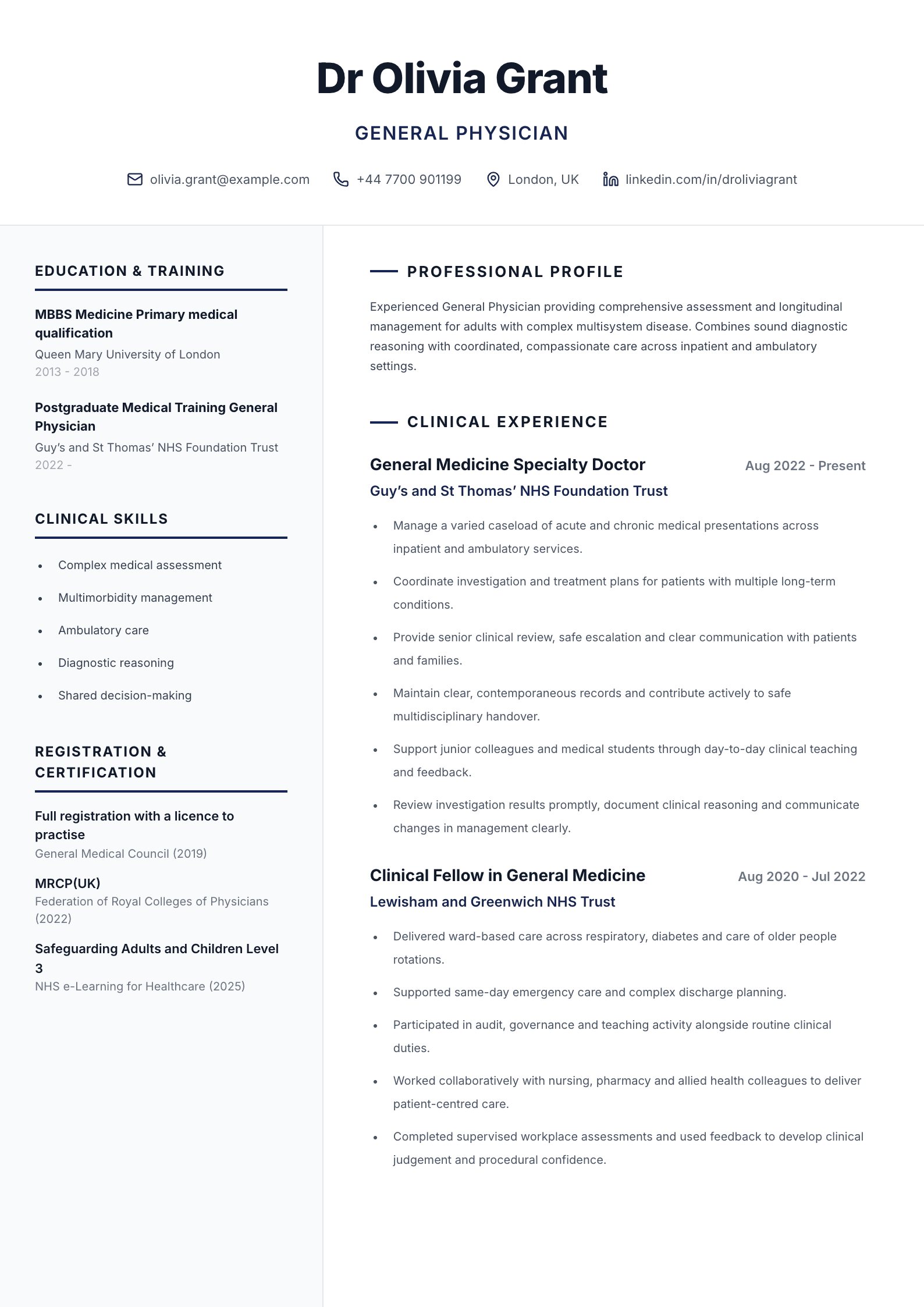 General physician CV