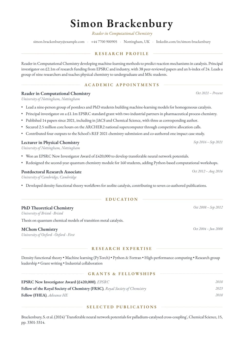 reader cv template