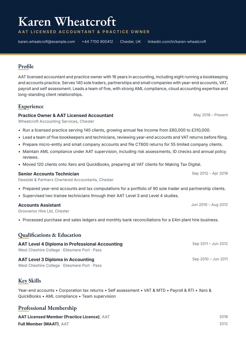 AAT Licensed Accountant CV template