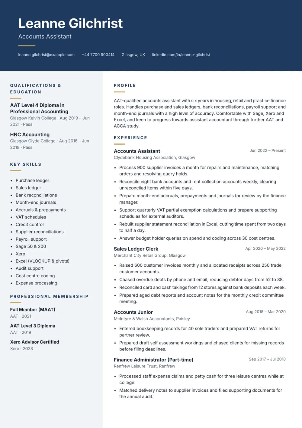Accounts Assistant CV template