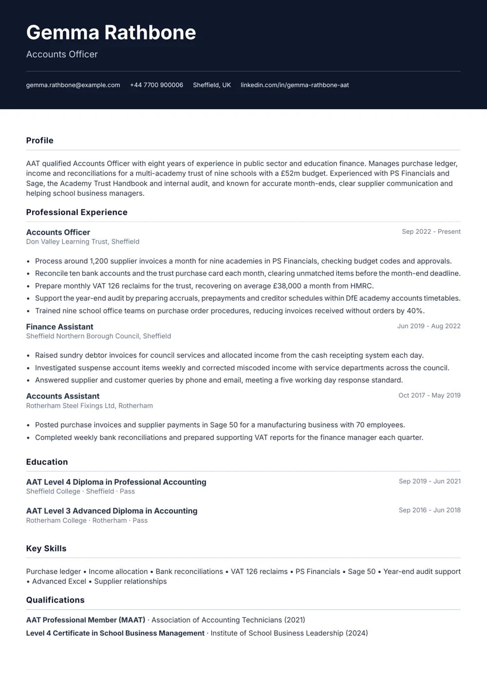Accounts Officer CV template