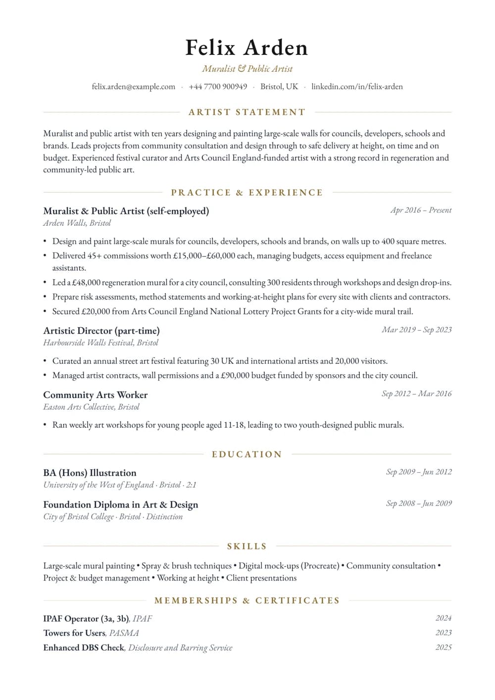 muralist cv template