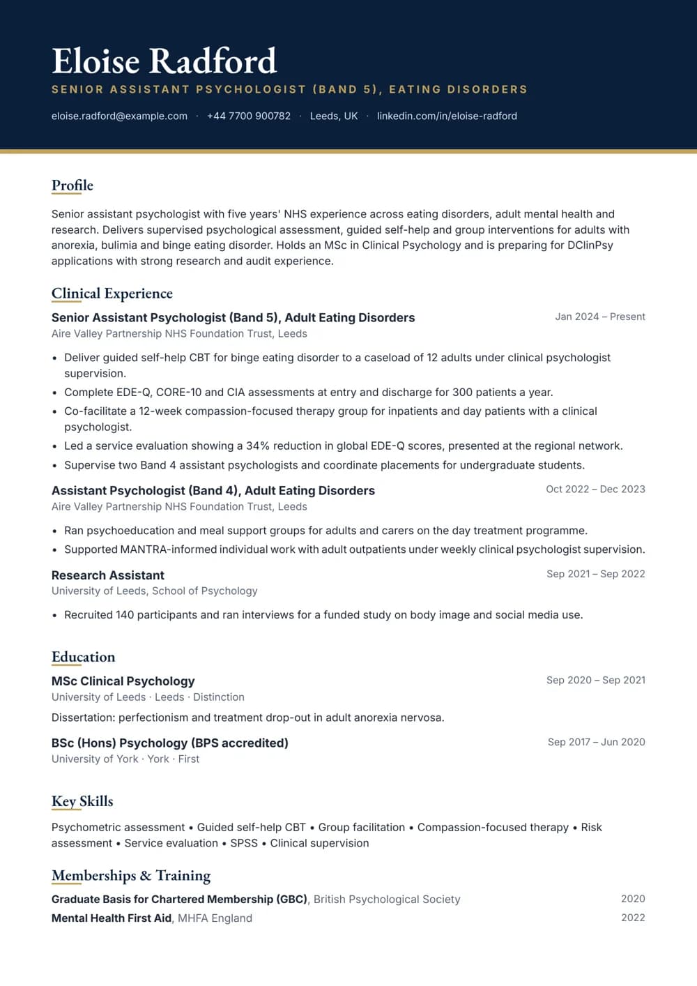 eating disorders ap cv template