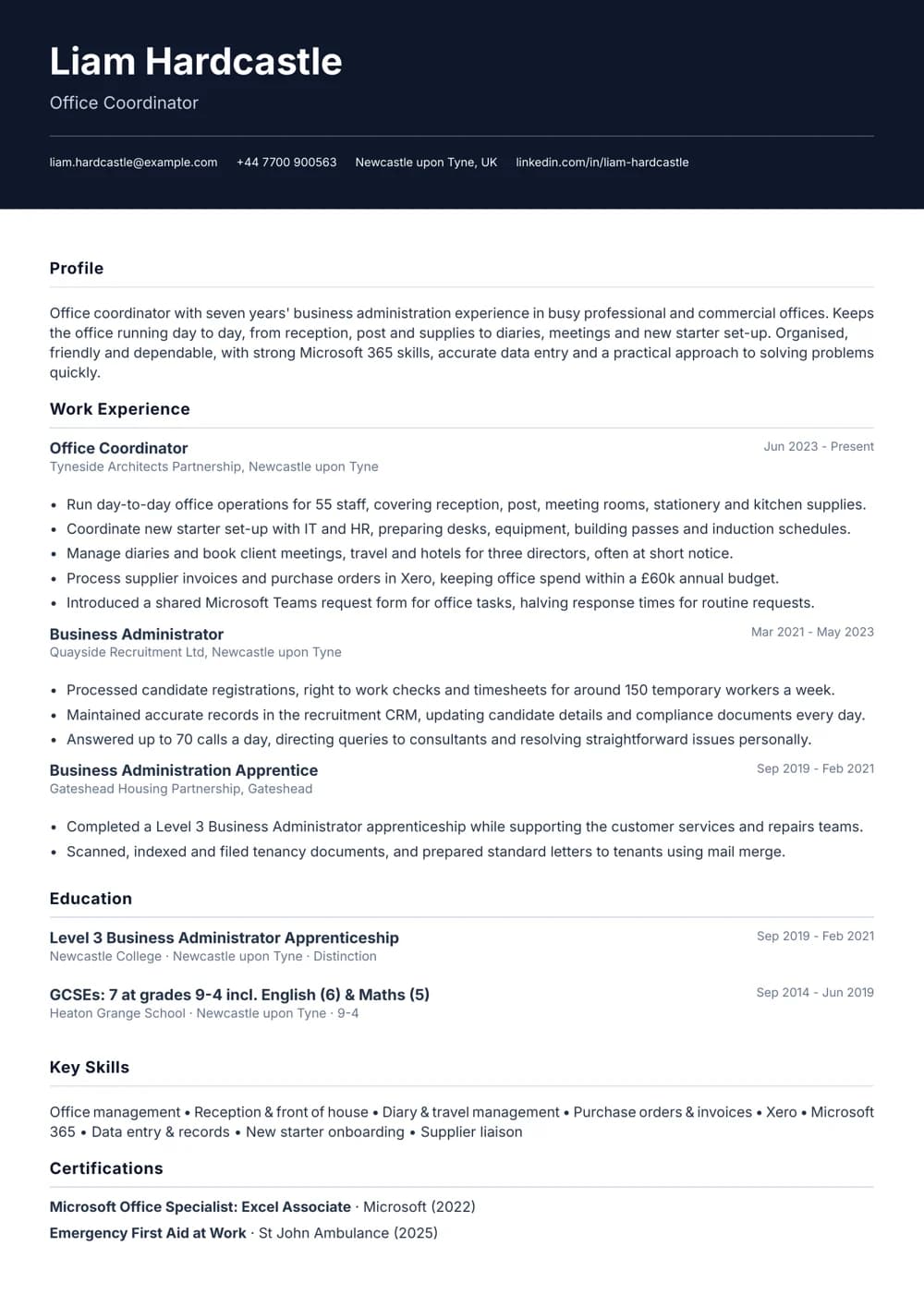 Office Coordinator CV template
