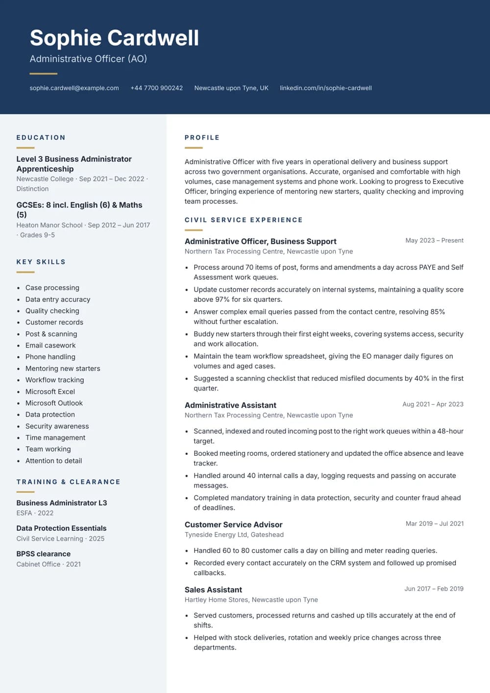Administrative Officer CV template