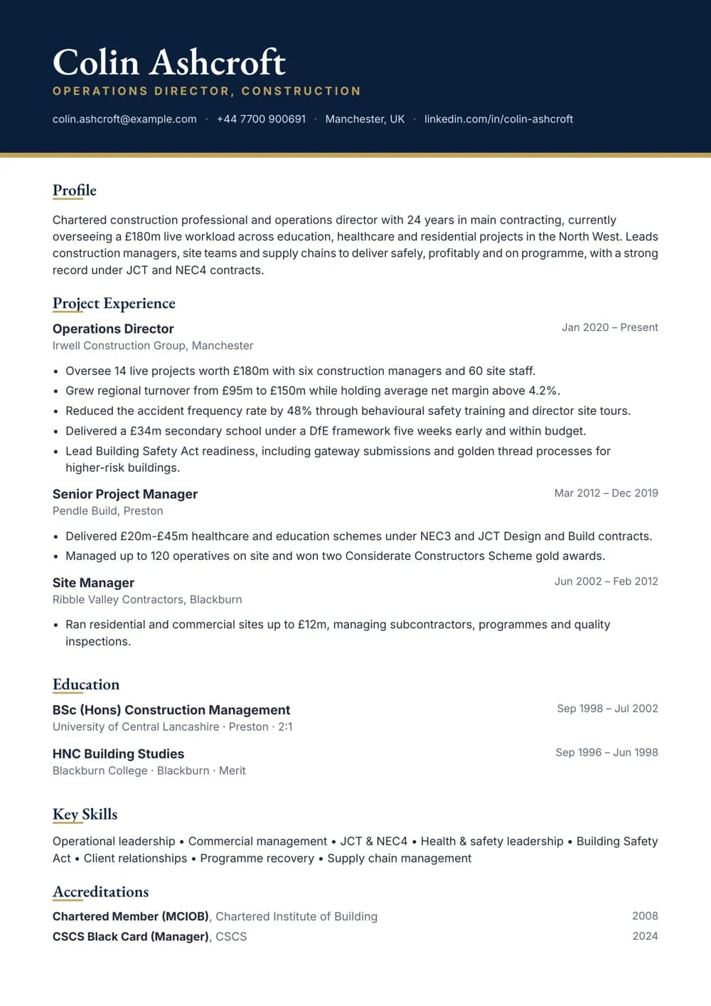 Operations Director CV template