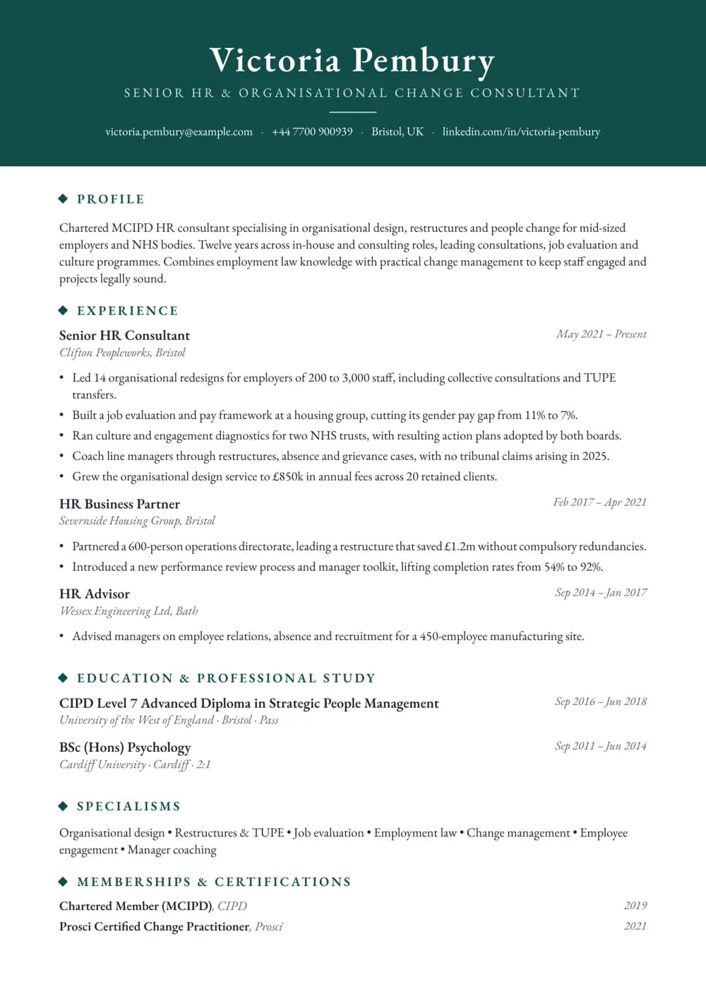 hr consultant cv template