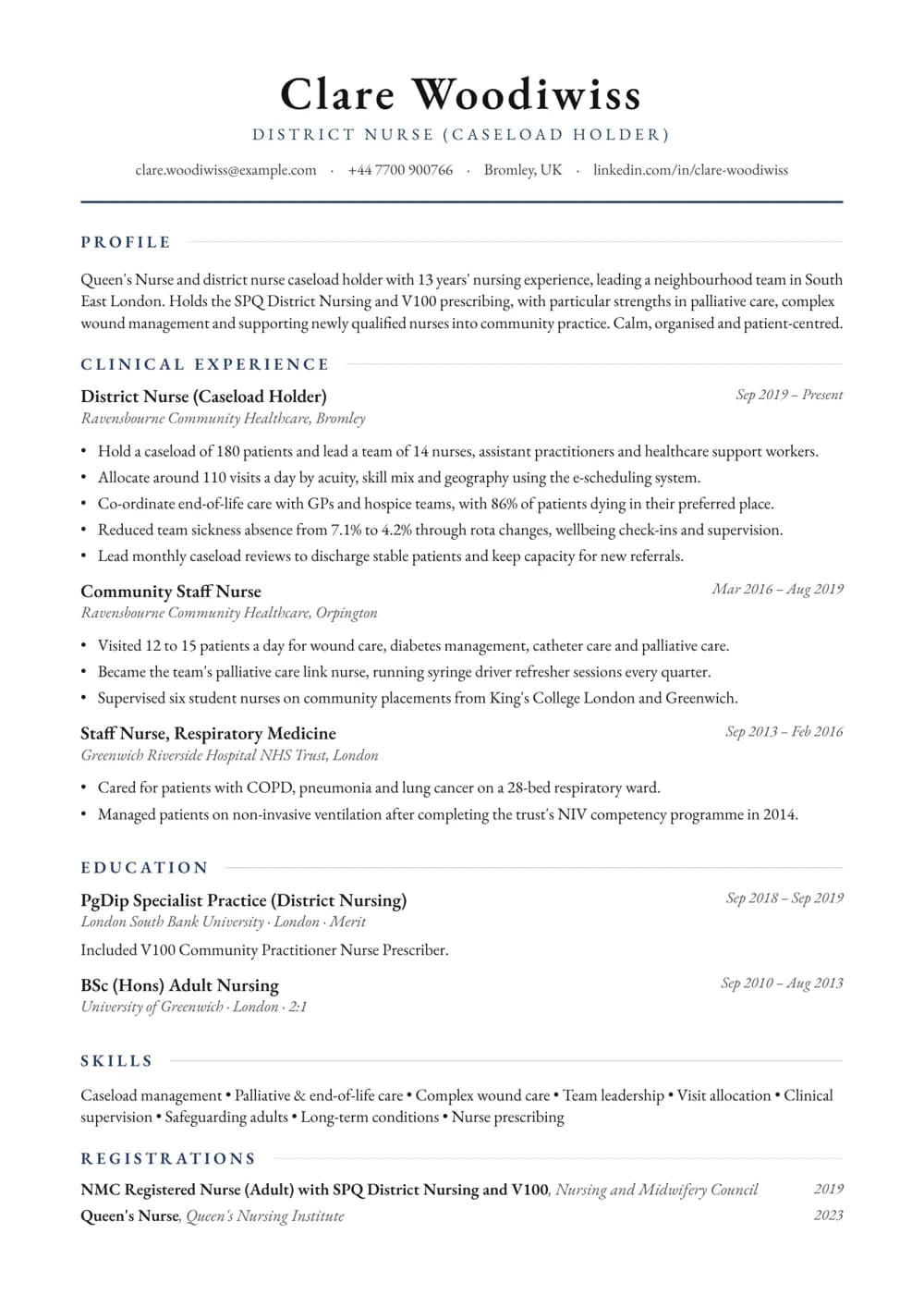 Caseload Holder CV template