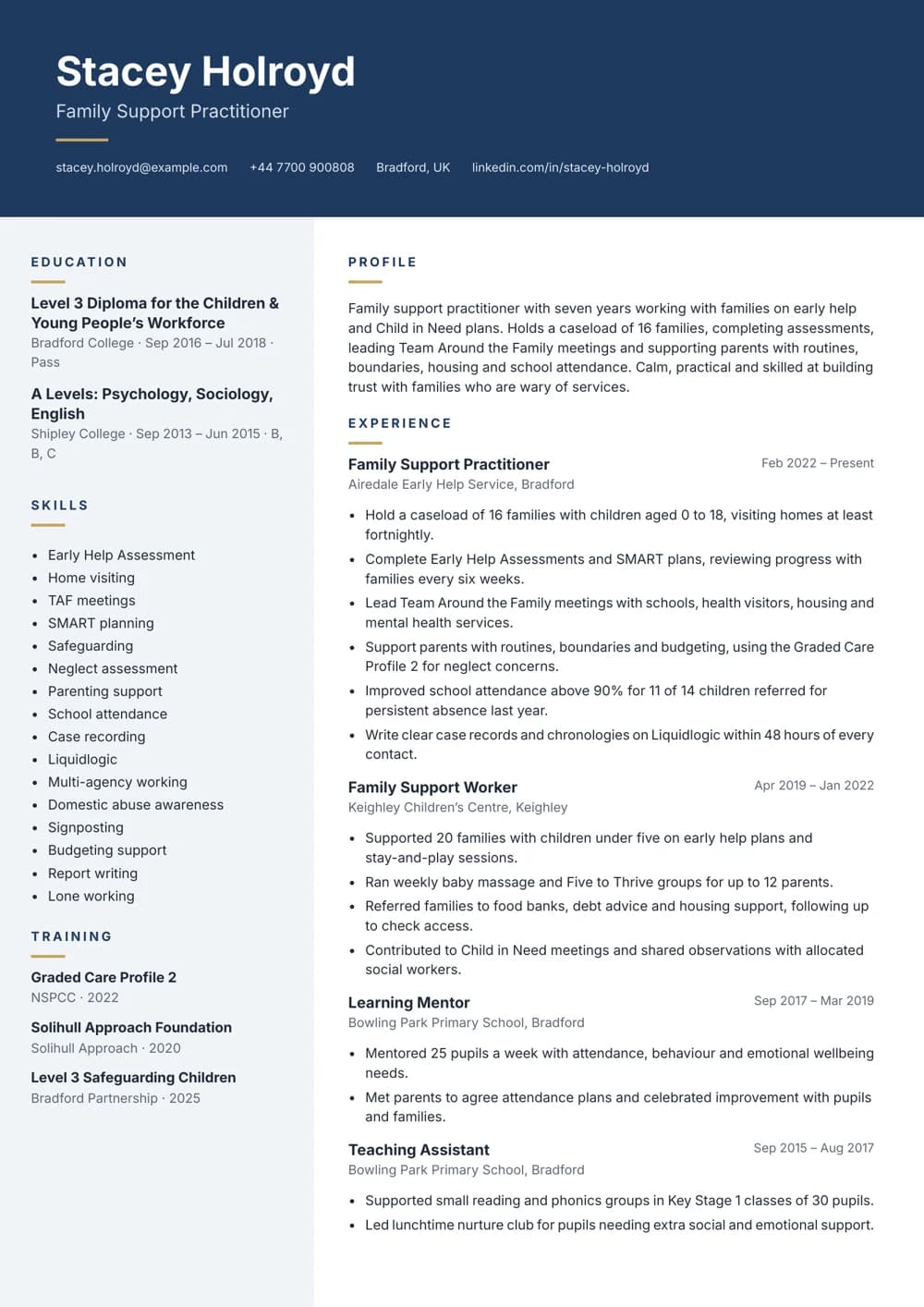 Family Support Practitioner CV template