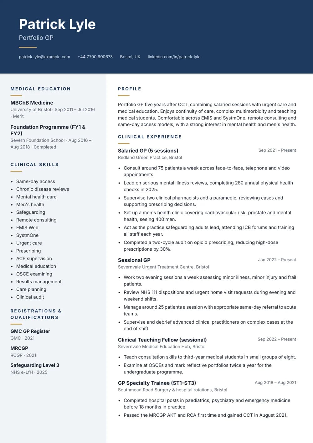 Portfolio GP CV template