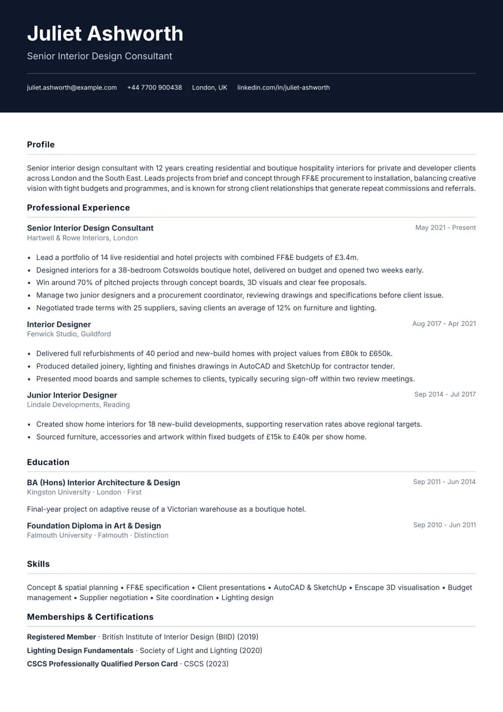 interior design cv template interior design consultant cv