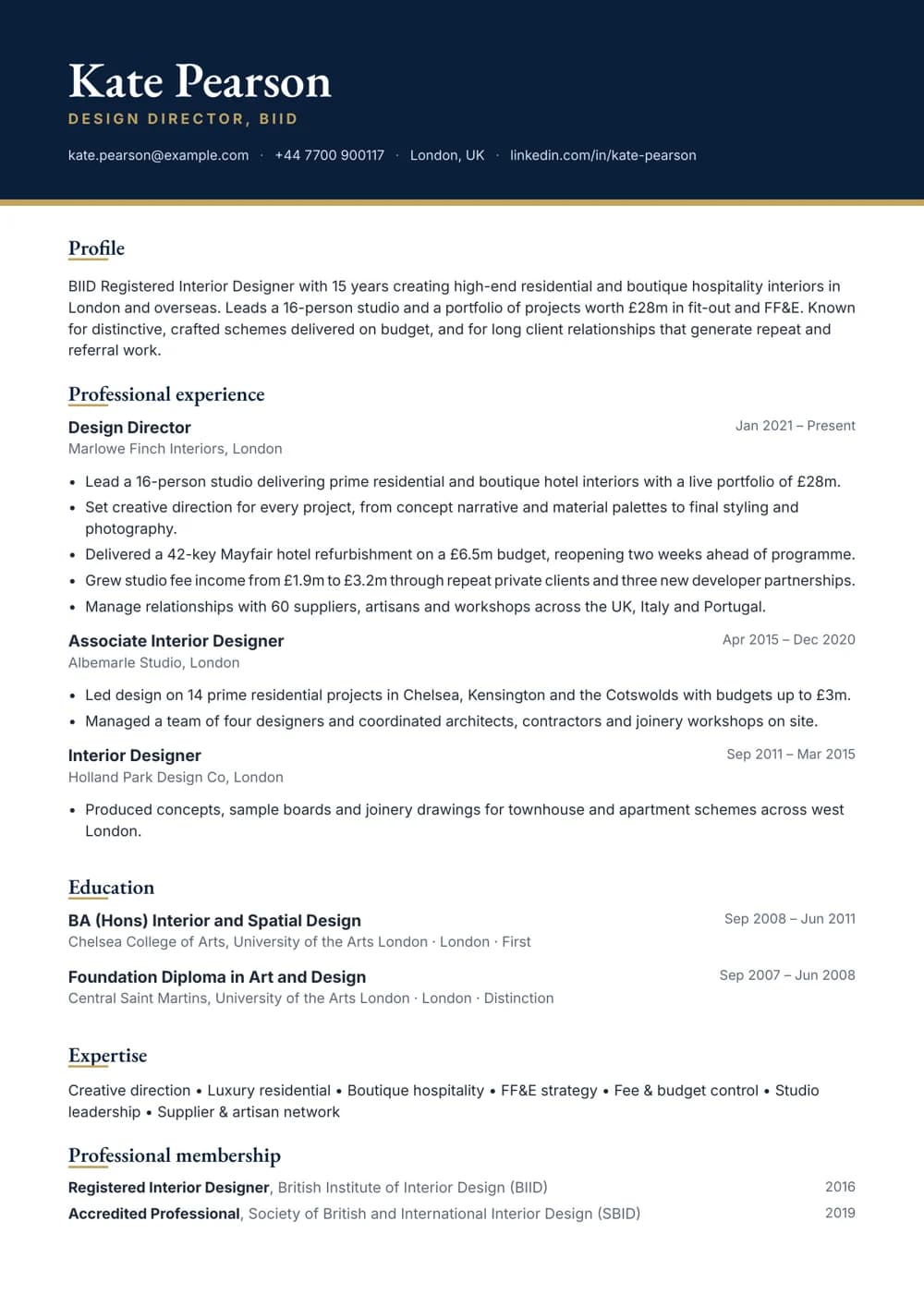 design director cv template