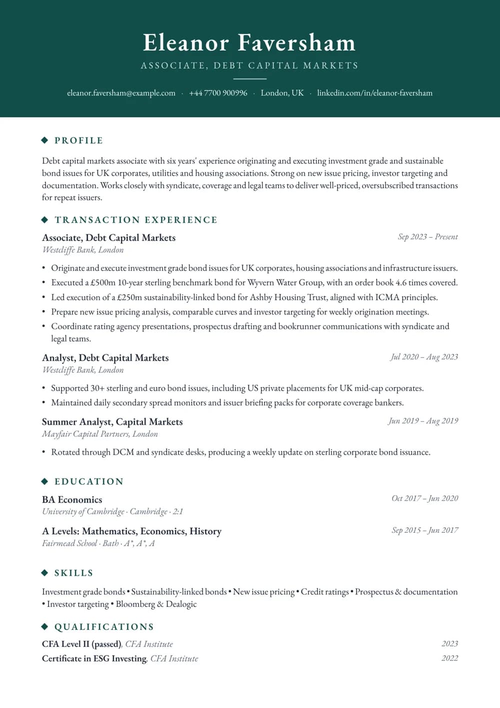 dcm associate cv template