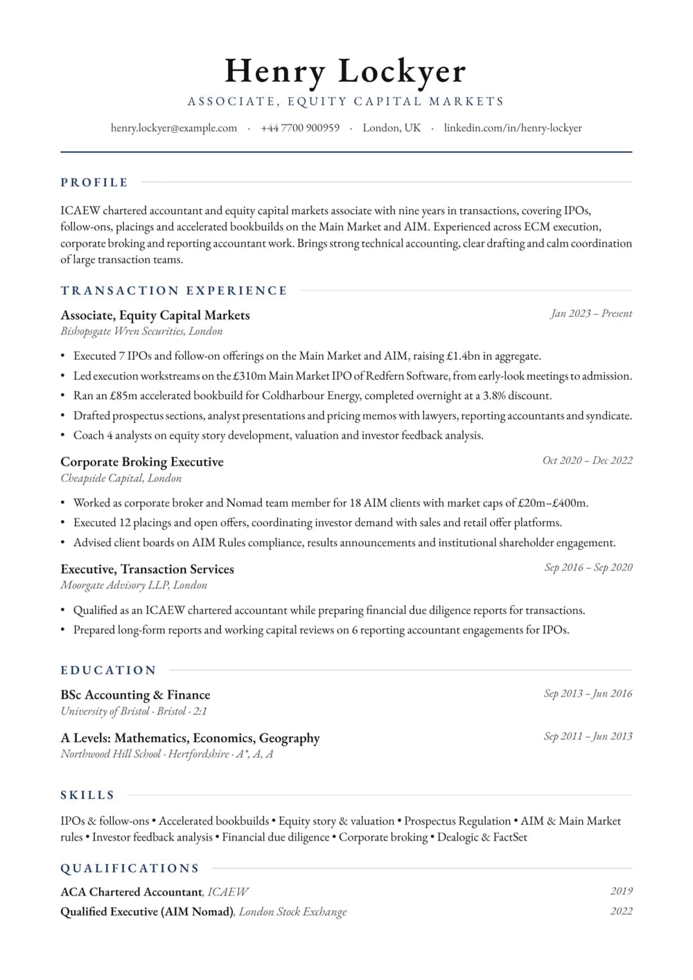 ecm associate cv template