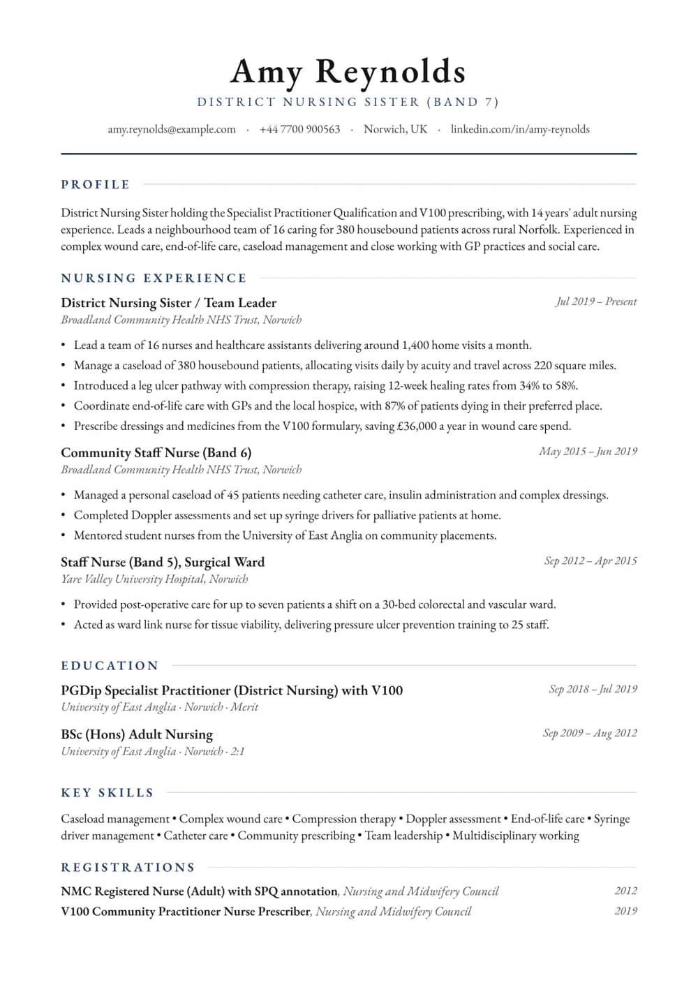 District Nurse CV template
