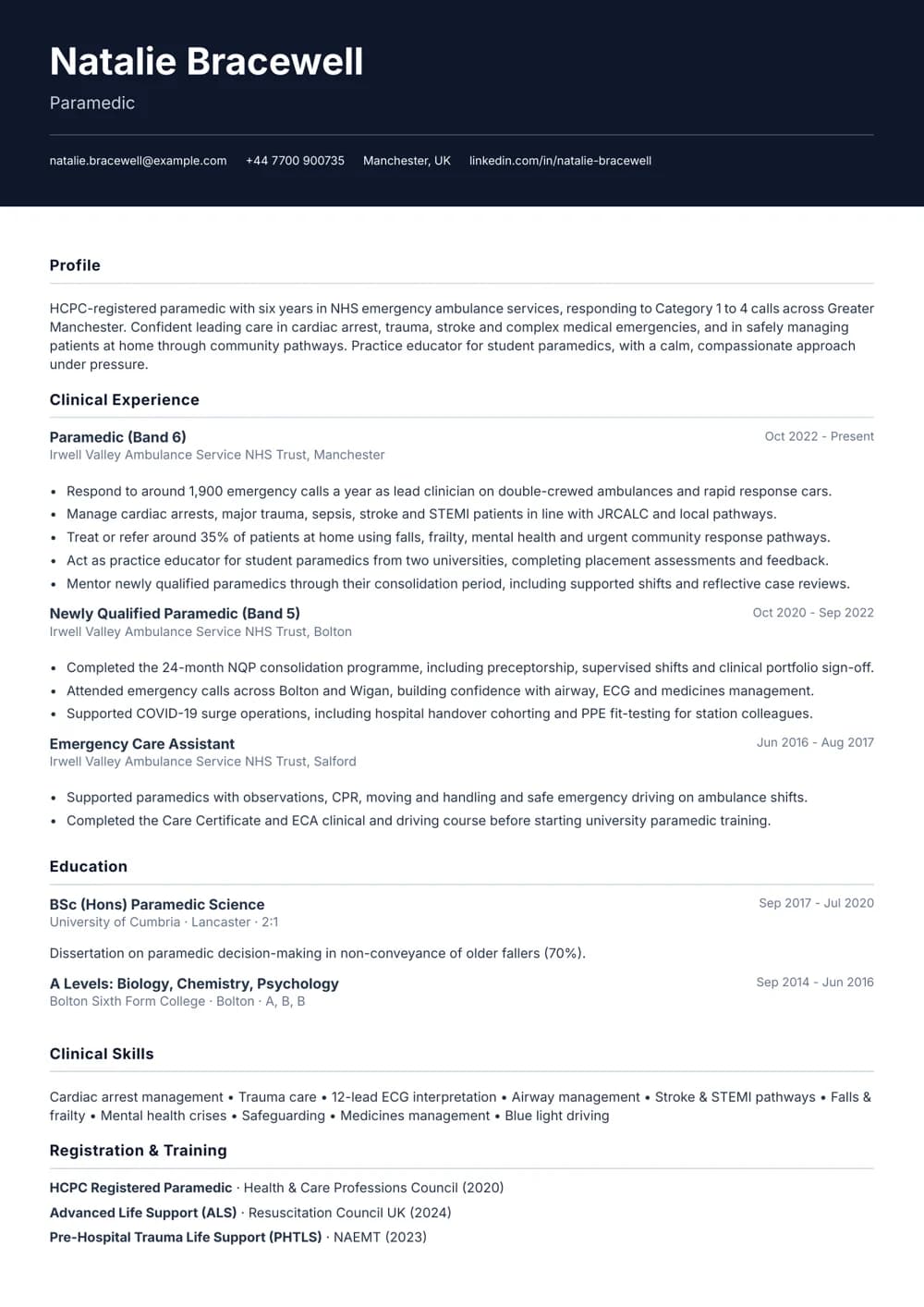 paramedic cv template
