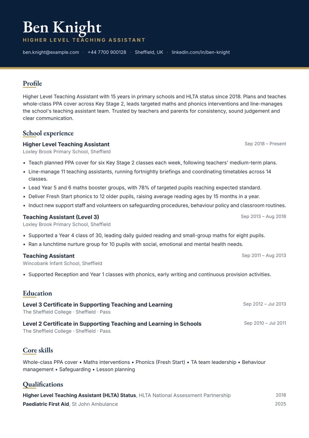 hlta cv template