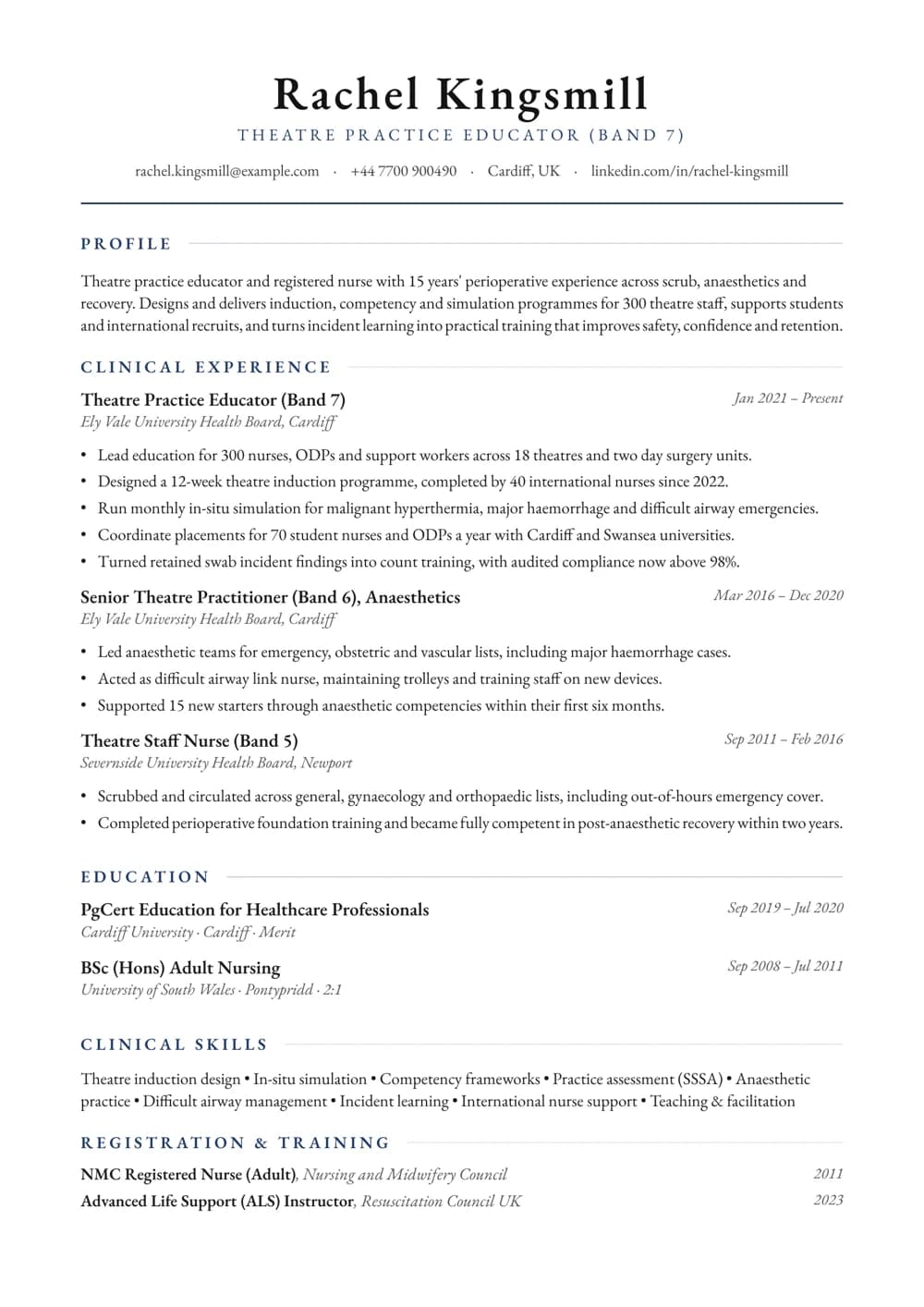 Theatre Practice Educator CV template