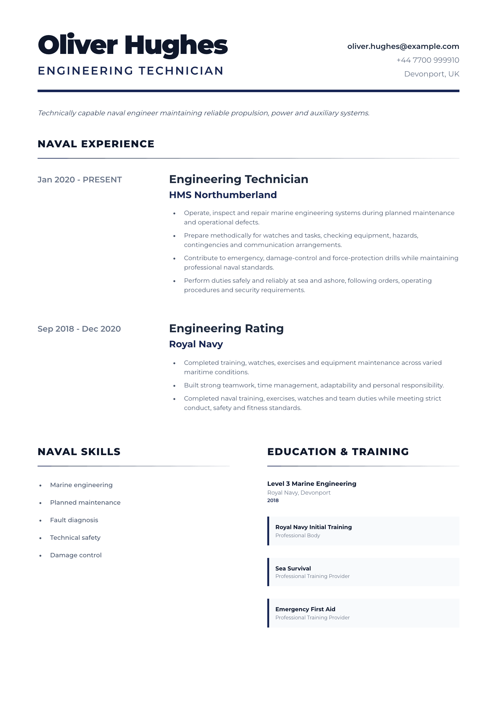Engineering Technician CV template